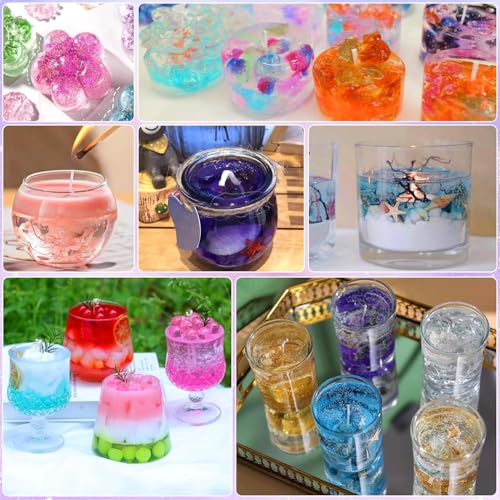 Thumbnail 8 de Blingfun Gel-Wachs-Set für DIY-Kerzen: 7 Farben, 9 Gel-Wachs-Stücke, langsames Brennen (130°C) inkl. Dochte und Halter