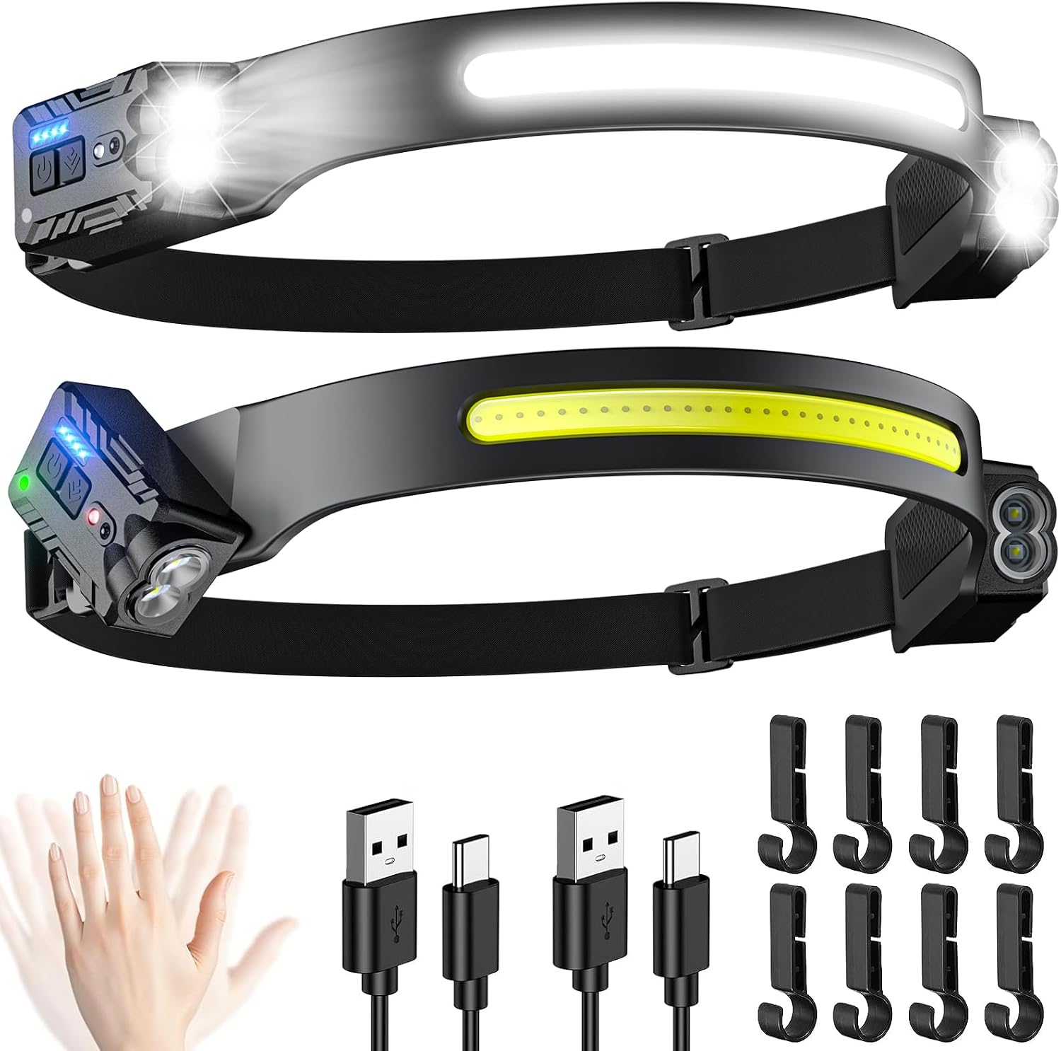 Detalle de Head Torch Rechargeable 2-Pack, 8 Modes
