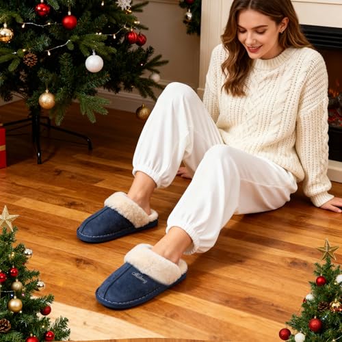 Detalle 2 de Misolin Women's Slippers With Memory Foam Fluffy Slip-on Winter House Shoes