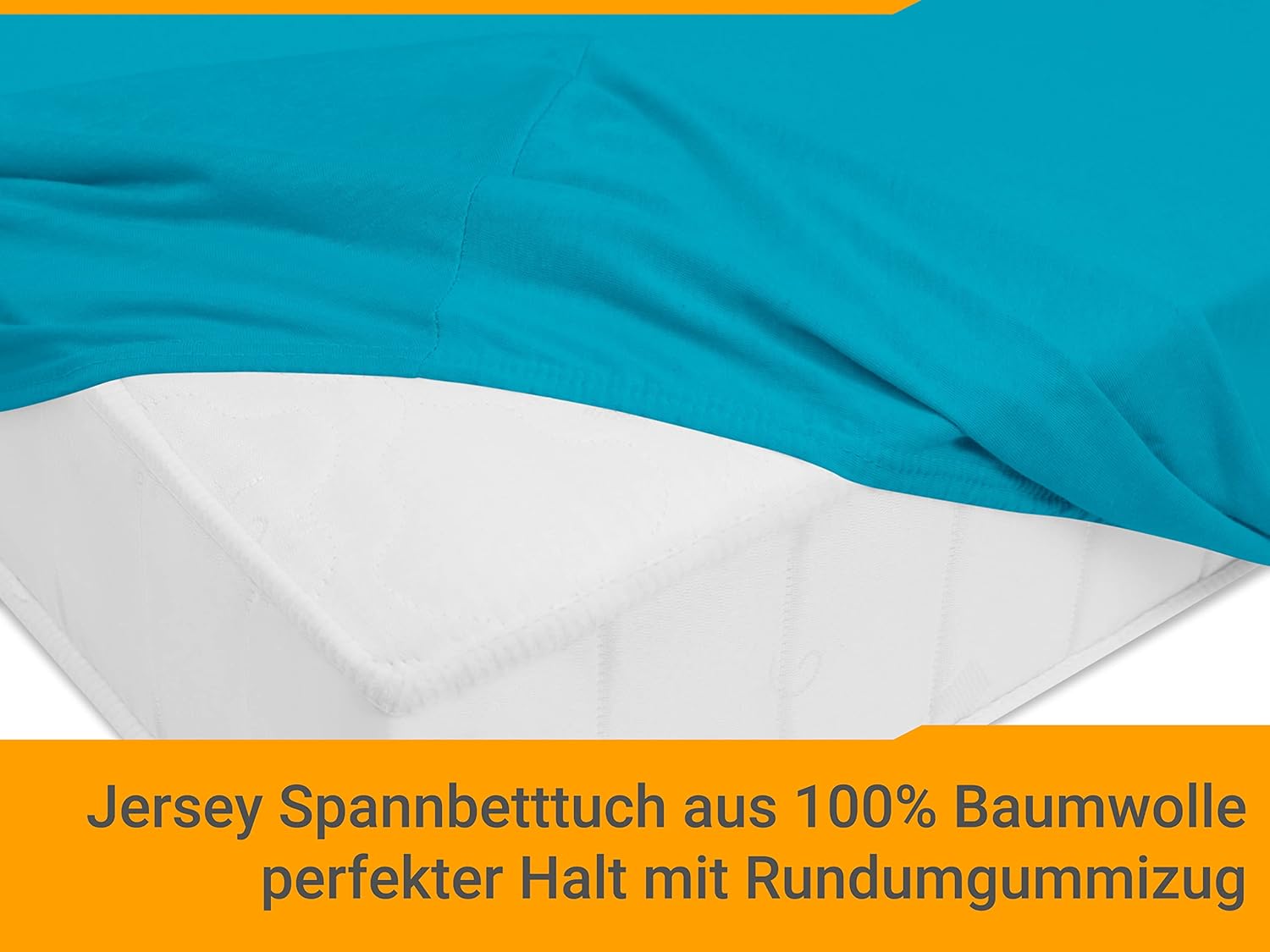 Thumbnail 3 de Npluseins Drap Housse 200x220 en Jersey 100% Coton – Turquoise, 22 couleurs, 6 tailles