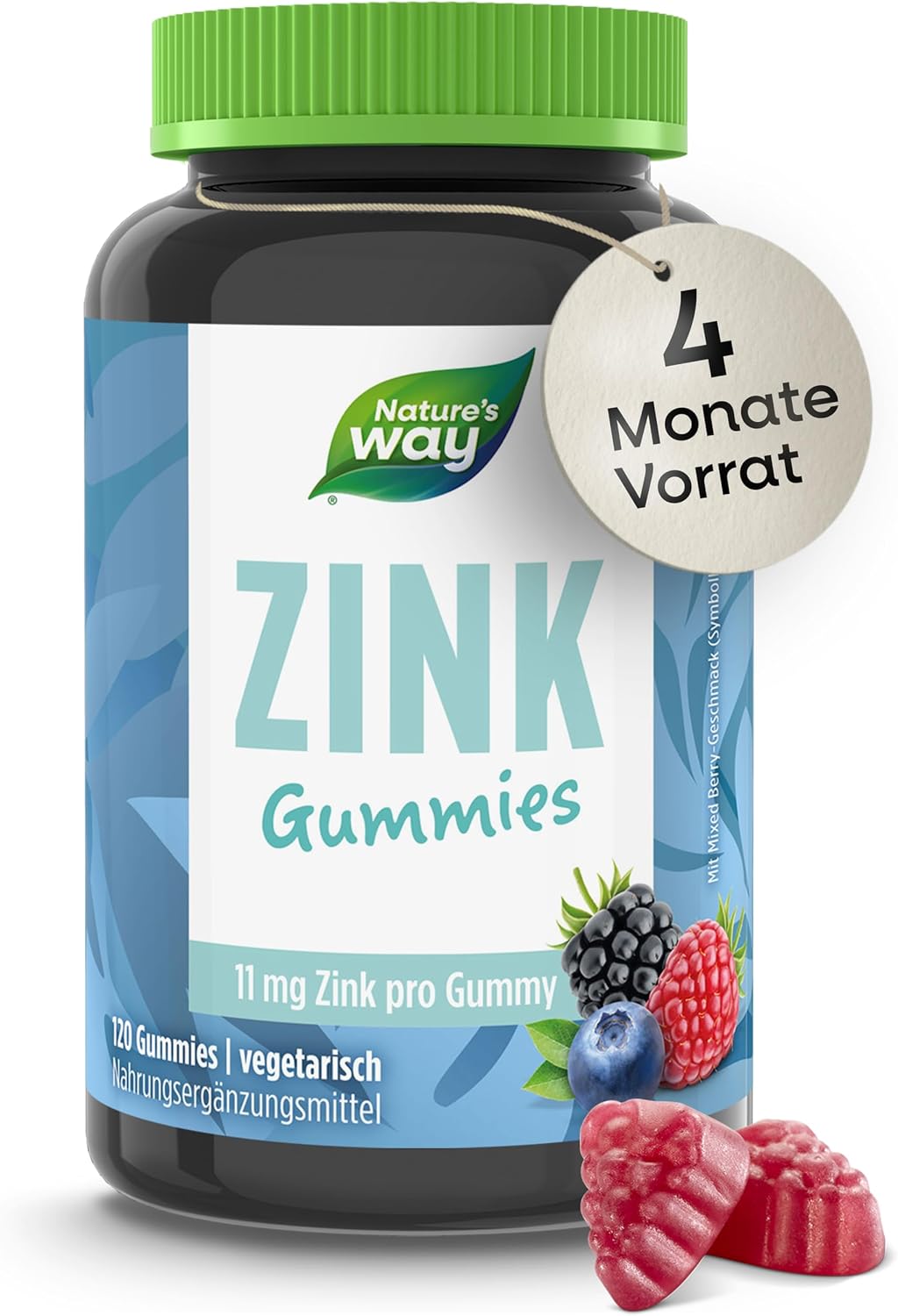 Detalle de Zink Gummibärchen 120 Stk für Haut Haare Nägel 🍬