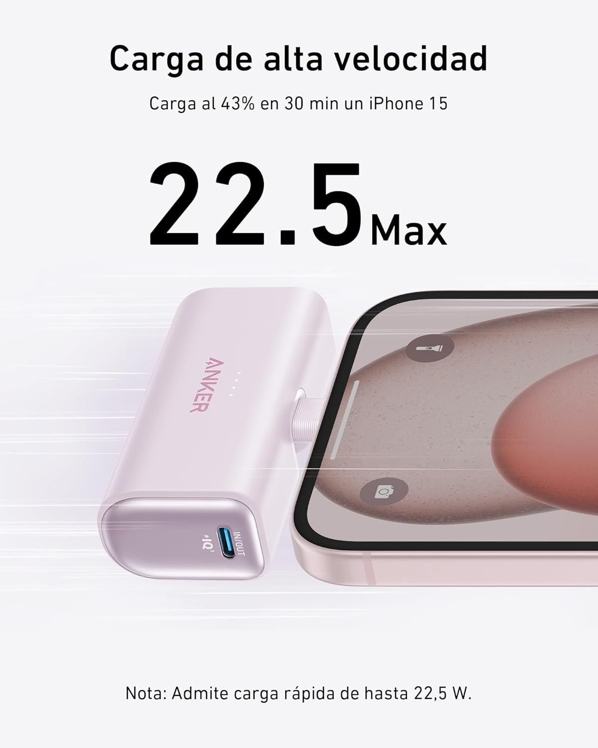 Detalle 2 de Anker Nano Powerbank 5000mAh⚡USB-C, Compatible con iPhone, Samsung y más