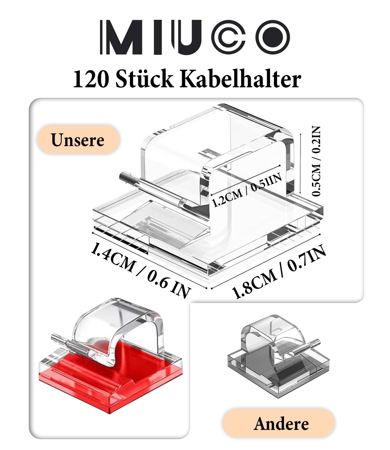 Thumbnail 3 de MiuCo Kabelhalter Selbstklebend – 120 Stück Kabelclips für Kabelmanagement
