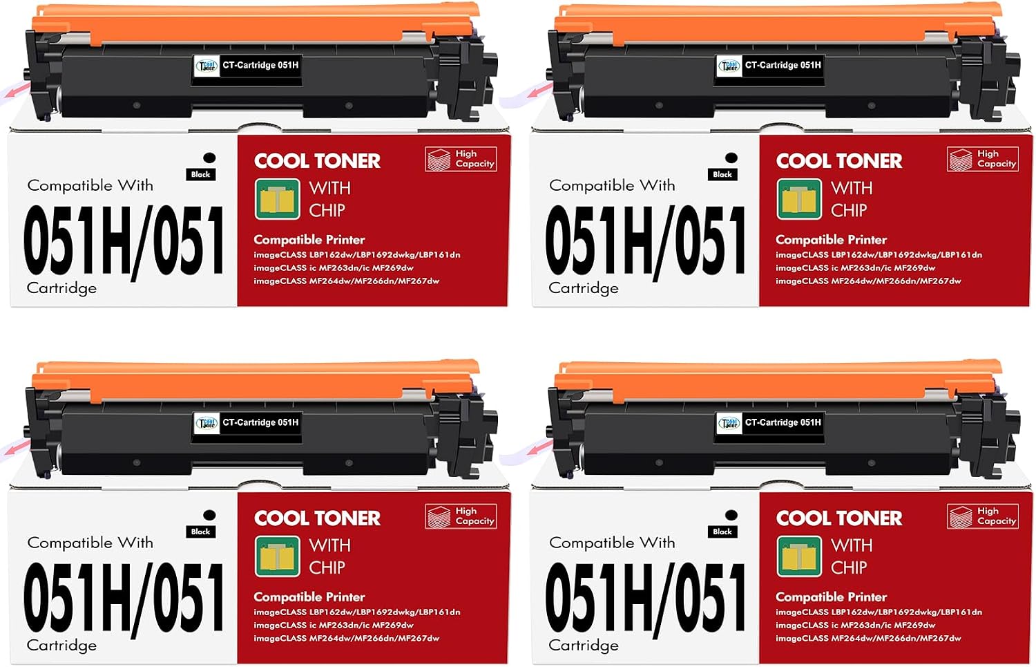 Detalle de Cool Toner 051H 4-Pack Black Compatible Toner Cartridges for Canon