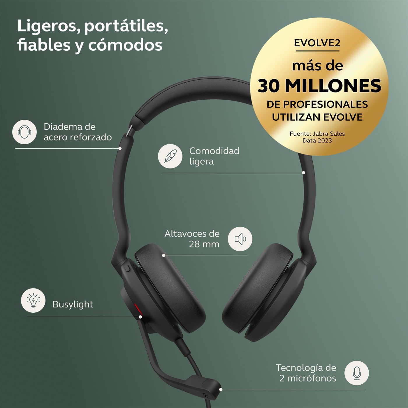 Detalle 2 de Jabra Evolve2 30 SE Auriculares con Cancelación de Ruido
