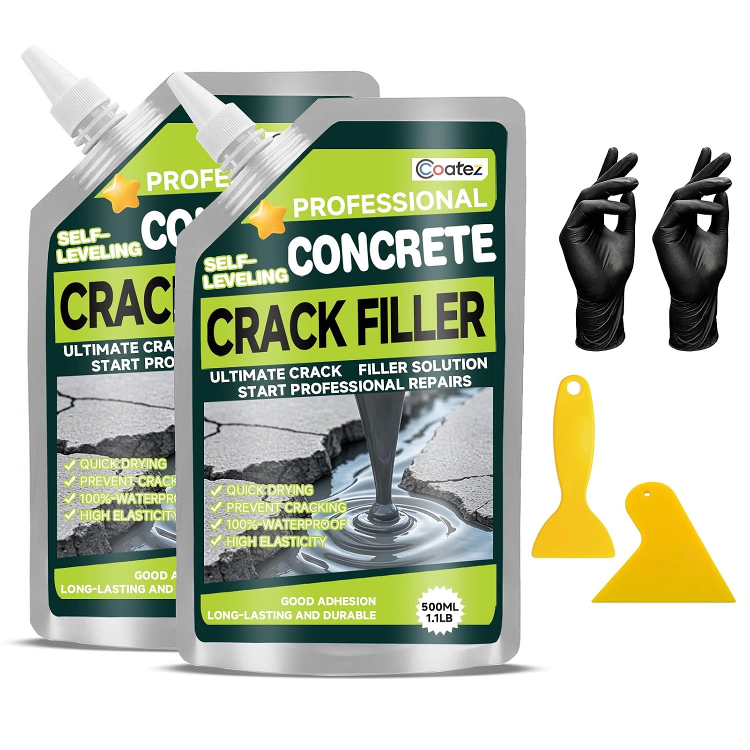 Detalle de COATEZ Self-Leveling Concrete Crack Filler, 2-Pack Waterproof Formula