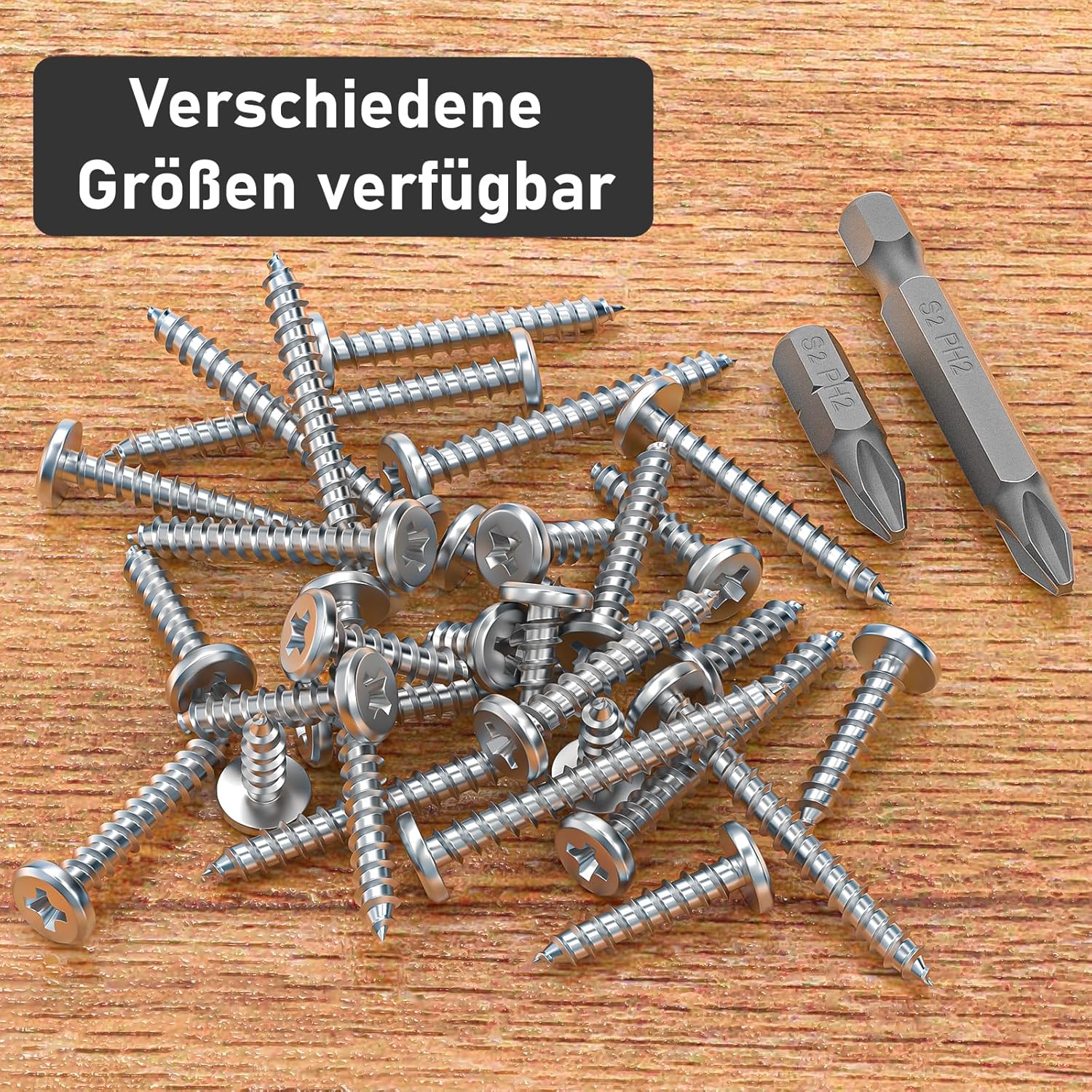 Thumbnail 6 de Boltmax Holzschrauben M4 x 30 mm (20 Stück) Edelstahl A2 V2A mit Bit – Selbstschneidende Flachkopfschrauben