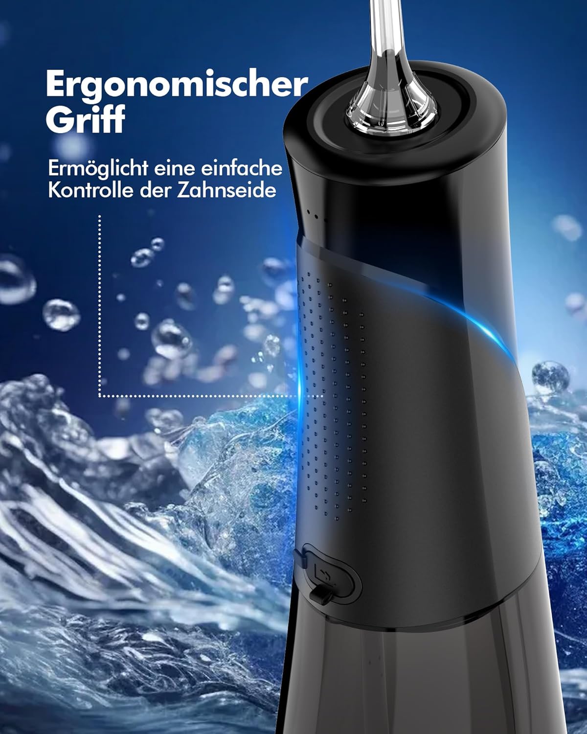 Thumbnail 6 de WAFLOO Munddusche kabellos Water Flosser mit USB-C, 5 Modi und 300 ml Wassertank (Schwarz)