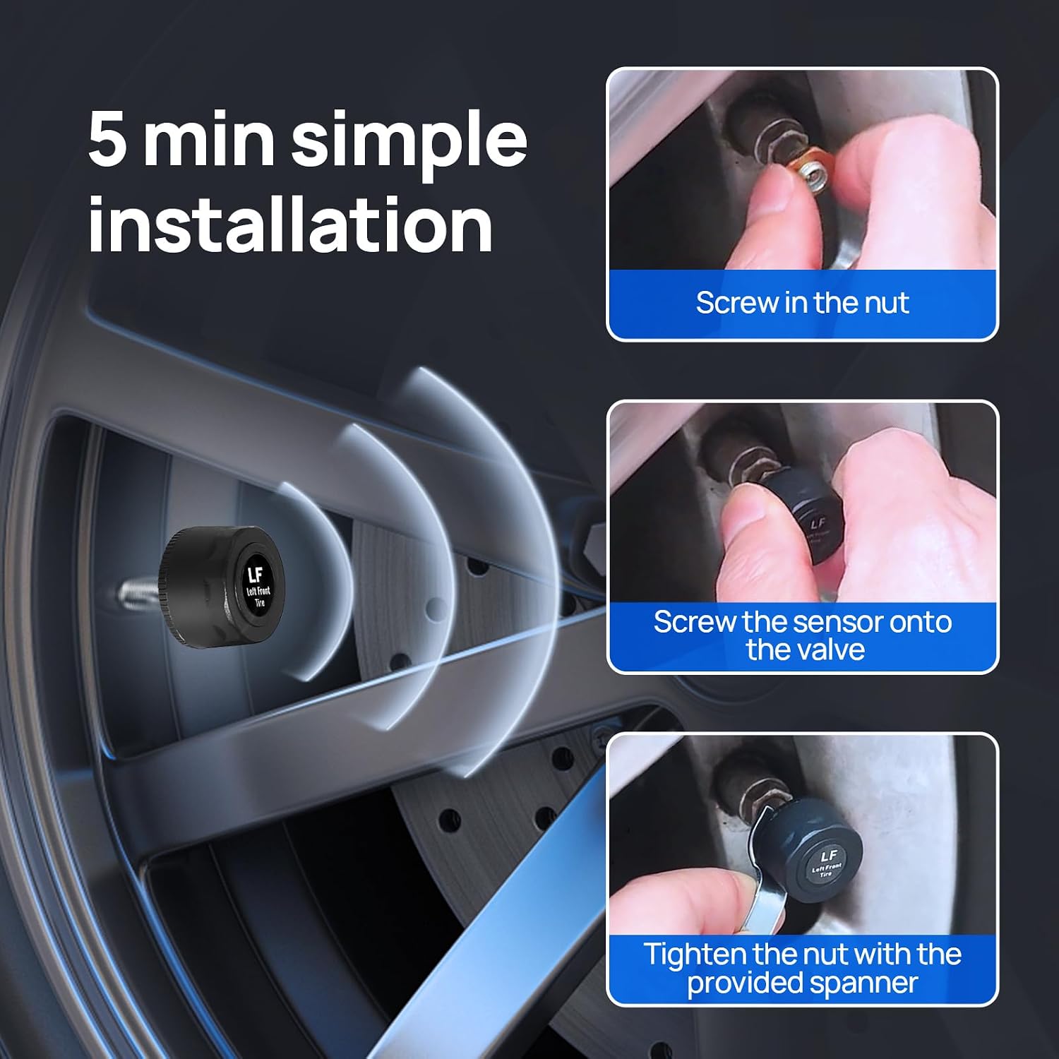 Thumbnail 5 de Masoll RV Tire Pressure Monitoring System with Solar Charger (4 Sensors, 6 Alarm Modes)