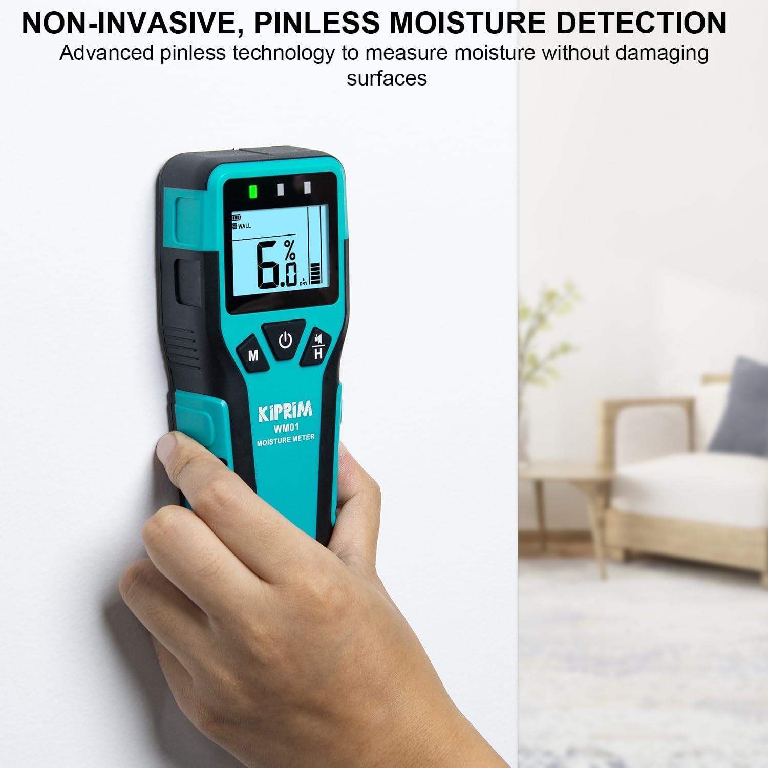 Detalle 2 de Kiprim Pinless Damp Meter 4-mode moisture meter