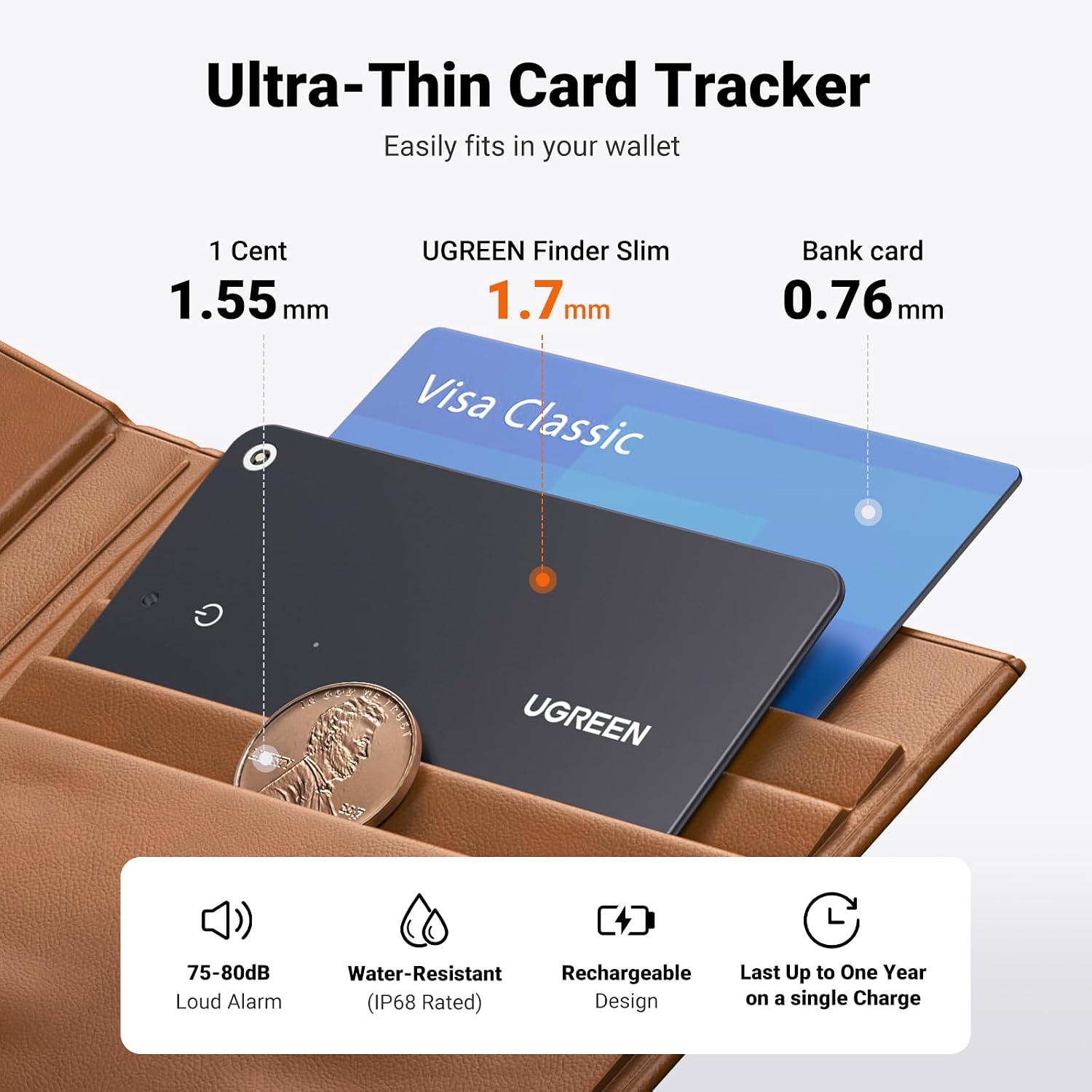 Thumbnail 5 de UGREEN FineTrack Slim Wallet Tracker Card 1yr