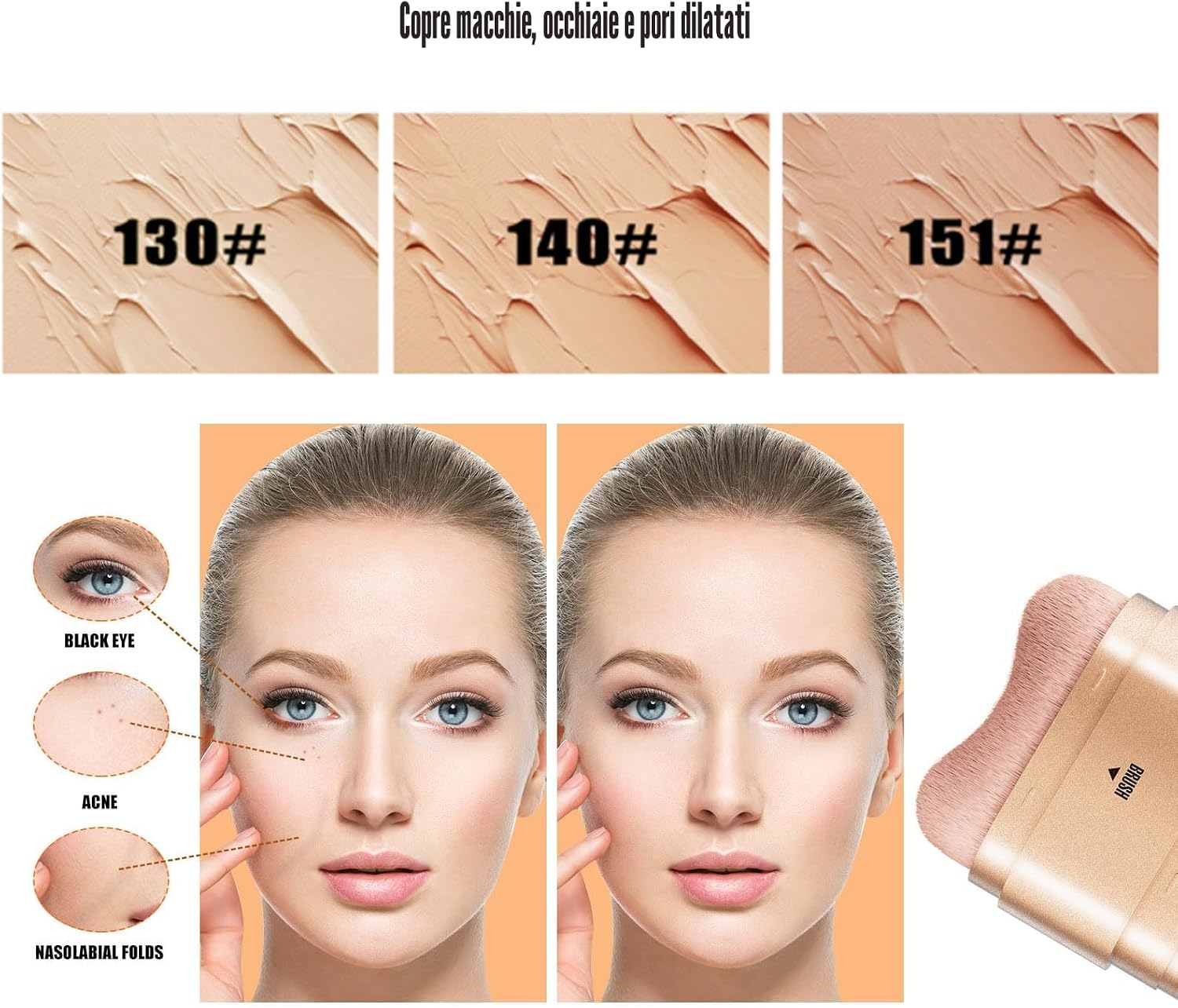 Detalle 2 de Catlinez 2 in 1 Correttore: Copre Segni di Acne, Macchie e Cerchi Sciuri con Finish Crema (Avorio) – 47 g