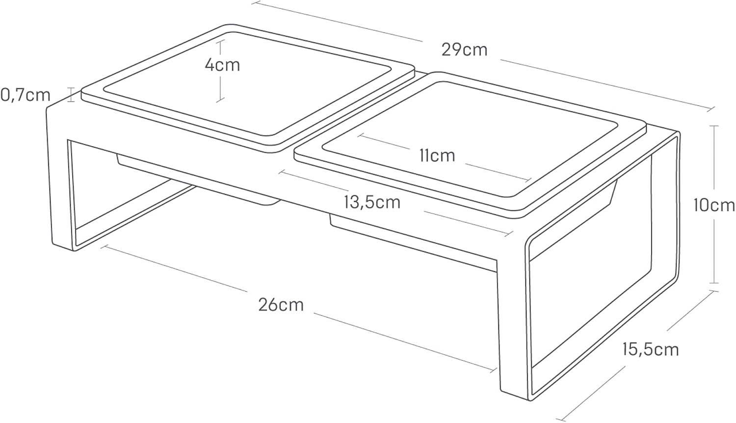 Detalle de Yamazaki 4744 Tower Futternapf – weiß, Stahl/Keramik, 2x300 ml, 29 x 15,5 x 10 cm