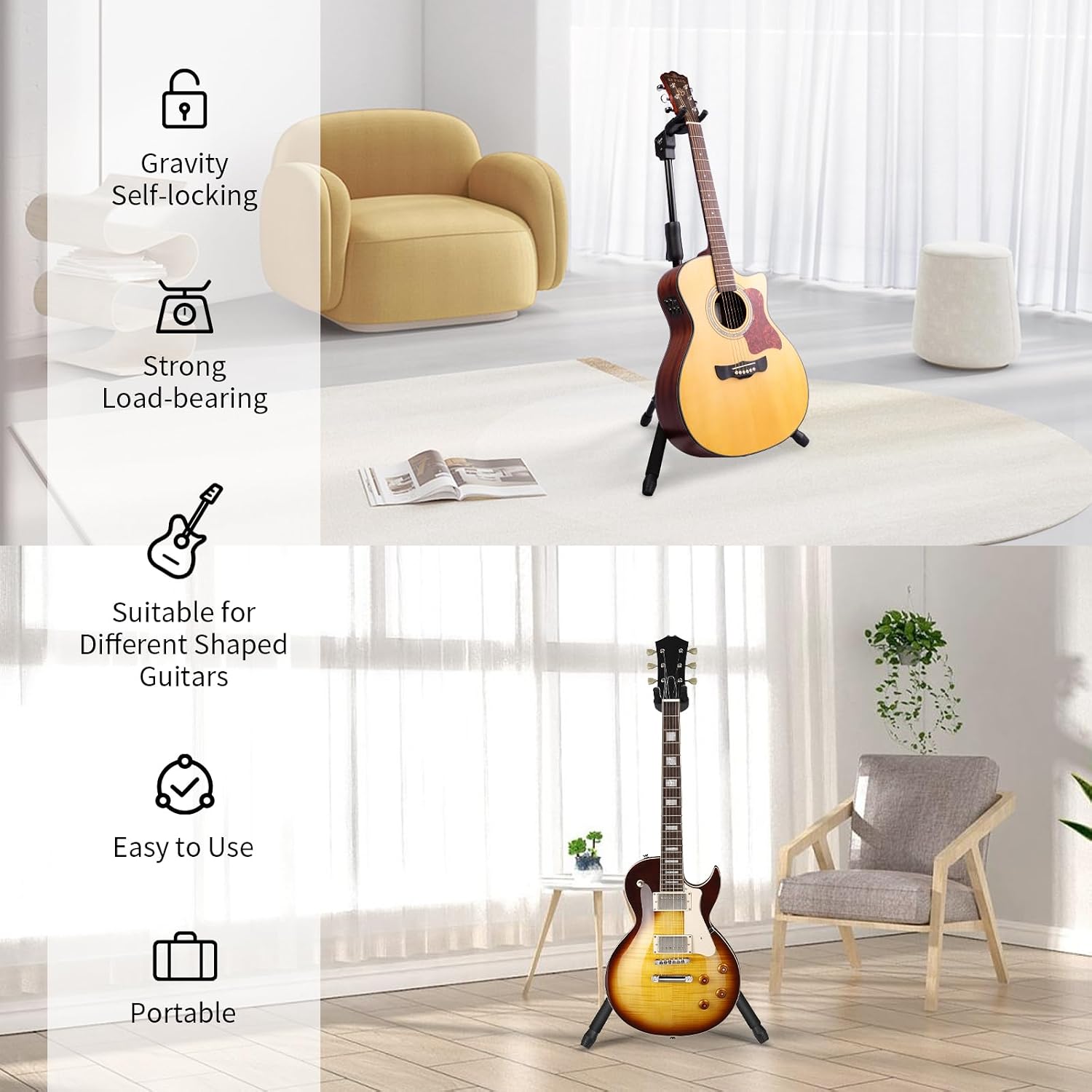 Thumbnail 6 de GUITTO JOYO-GUITTO-GGS06 Guitar Stand with Auto-Lock, Adjustable, Foldable