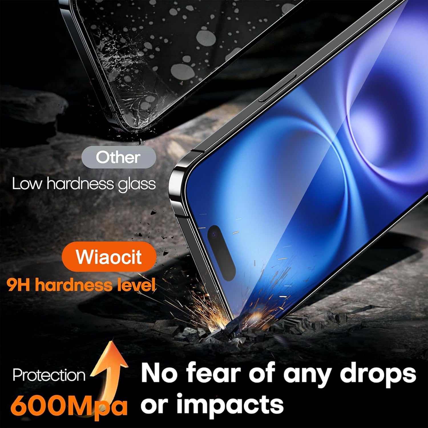 Thumbnail 3 de Wiaocit iPhone 16 Privacy Screen Protector, 9H Tempered Glass, 3-Pack