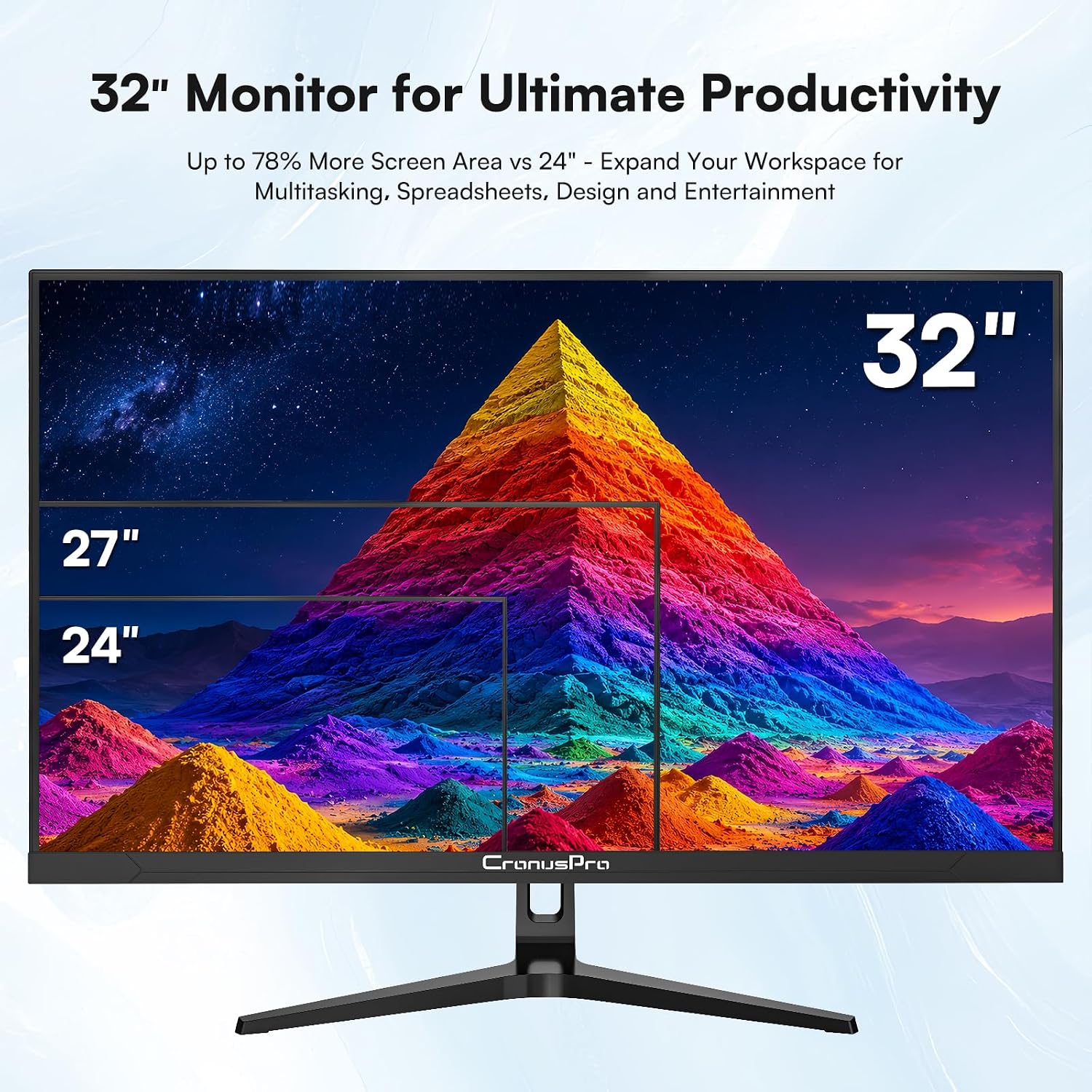 Detalle de CronusPro 32 Inch 4K UHD Monitor — IPS, Eye Care, HDR10, 60Hz with FreeSync