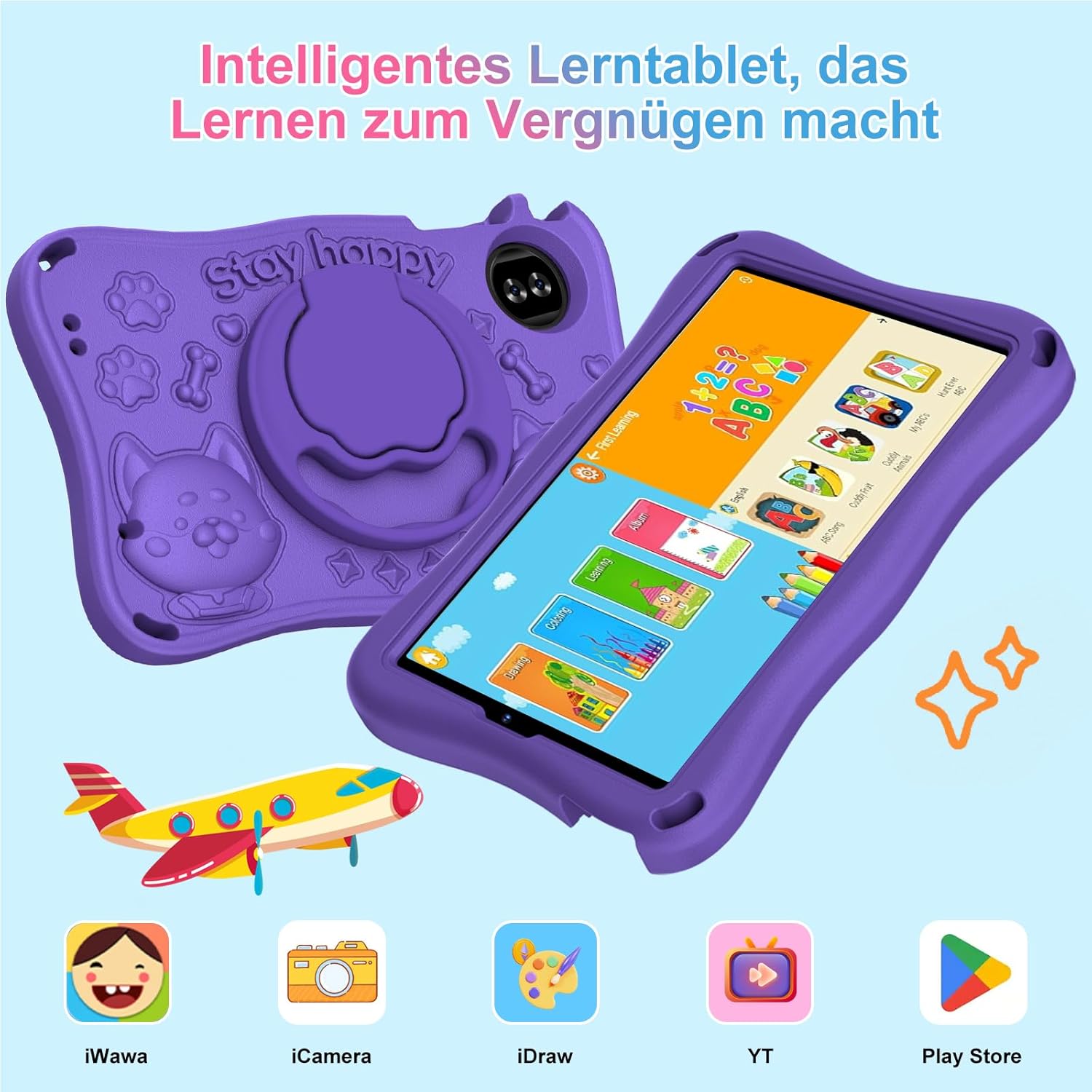 Thumbnail 2 de SUAAT 2026 Kinder-Tablet 9 Zoll (Android 15) mit 32 GB + 2 TB, 5G-WLAN, Gemini AI und Kindersicherung – Lila