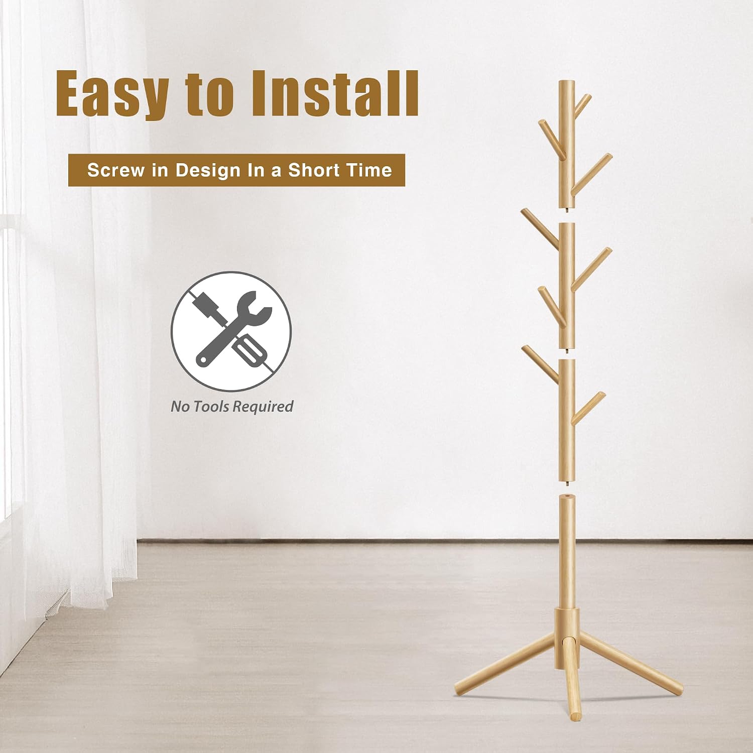 Thumbnail 5 de Azaeahom Coat Rack 3-Height, 8 Hooks