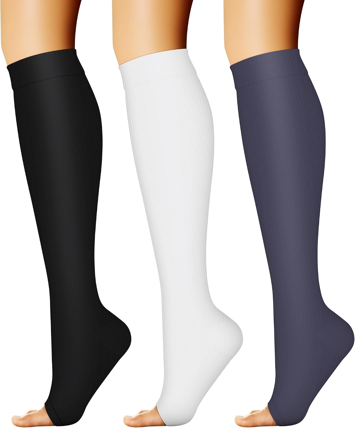 Thumbnail 5 de Charmking 3-Pair Open Toe Compression Socks ⚙