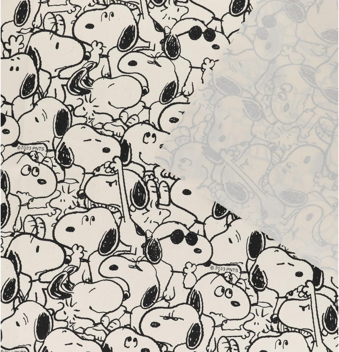 Detalle de 清原 771270 PEANUTS スヌーピー オックス生地 モノクロ・生成 綿100% 109cm幅×1mカット