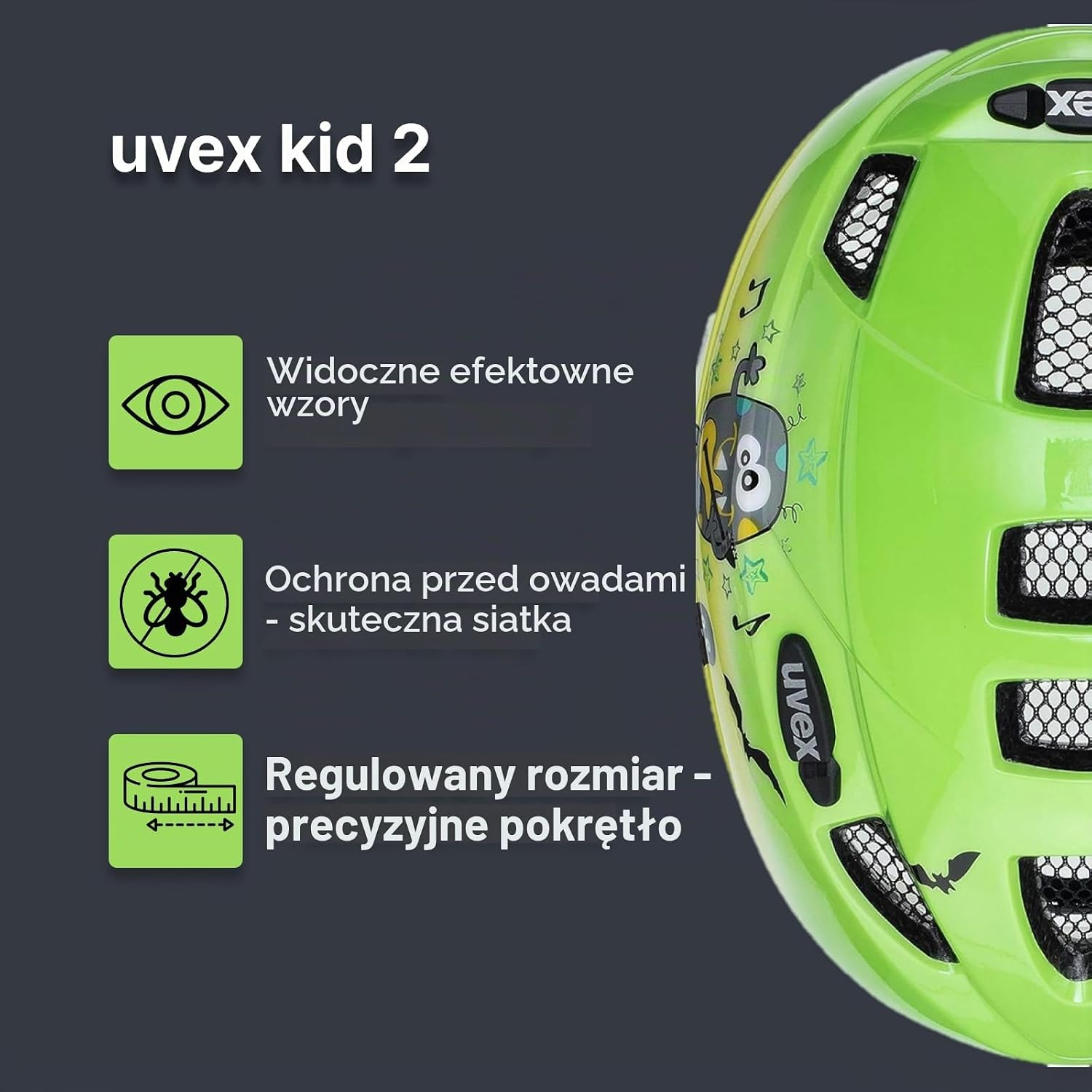 Detalle de Uvex Kid 2 – lekki kask rowerowy dla dzieci, 46–52 cm, regulowane paski