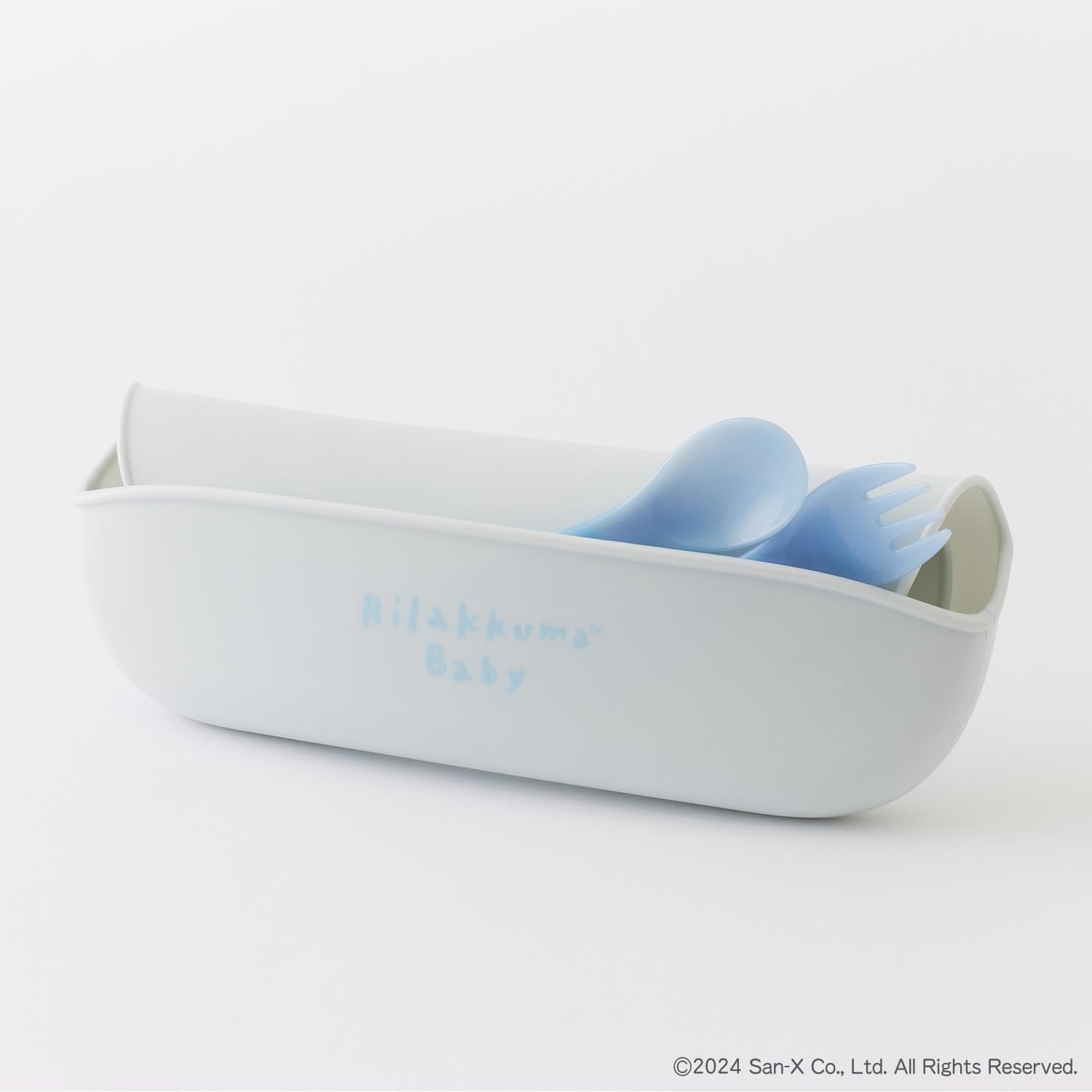 Detalle de DADWAY リラックマベビー シリコーンビブ BBRIL001012100 ブルー・コンパクトにたためるボタン留め