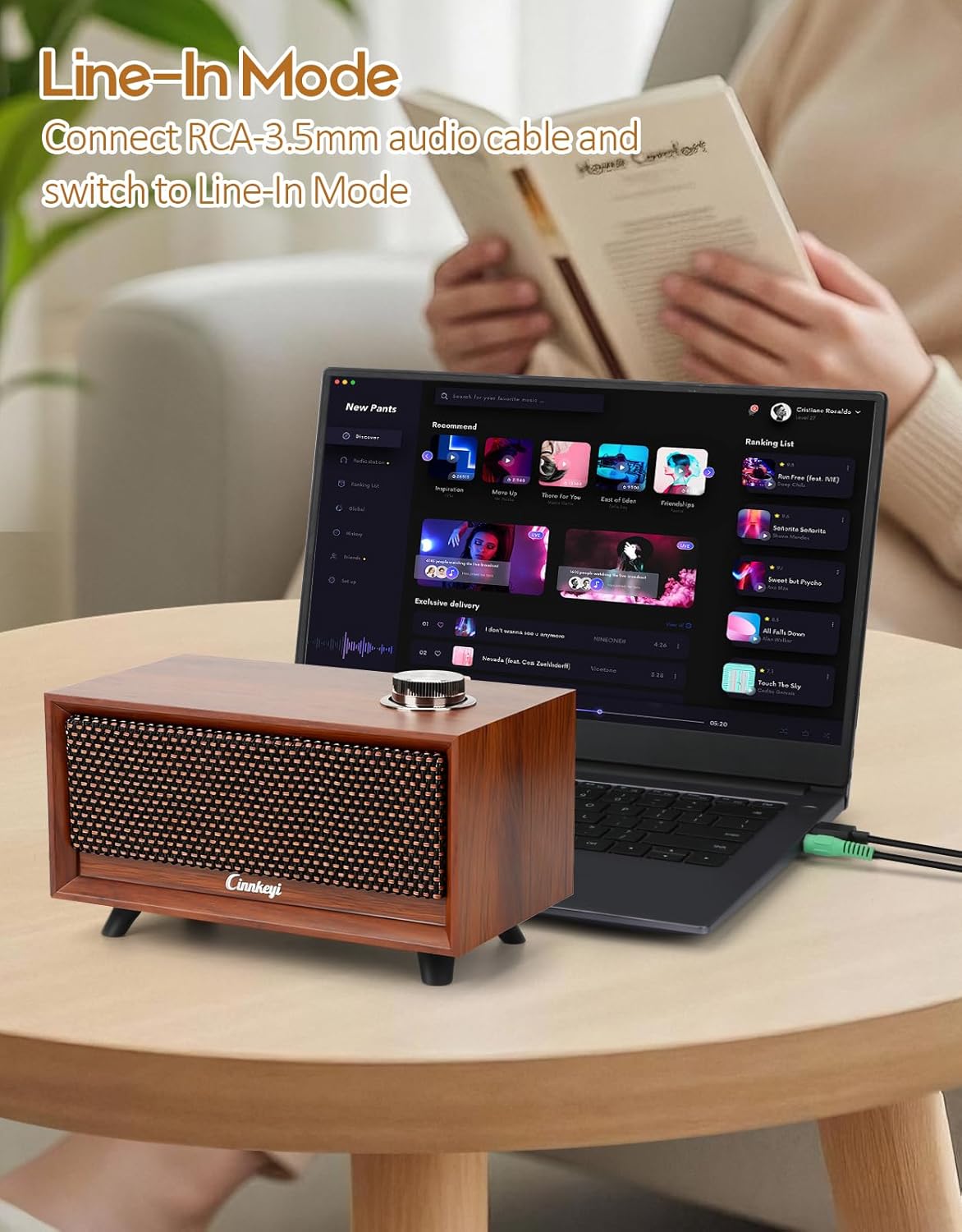 Thumbnail 3 de cinnkeyi Wooden PC Soundbar: Compact, USB-Powered Bluetooth 3-Mode Speaker