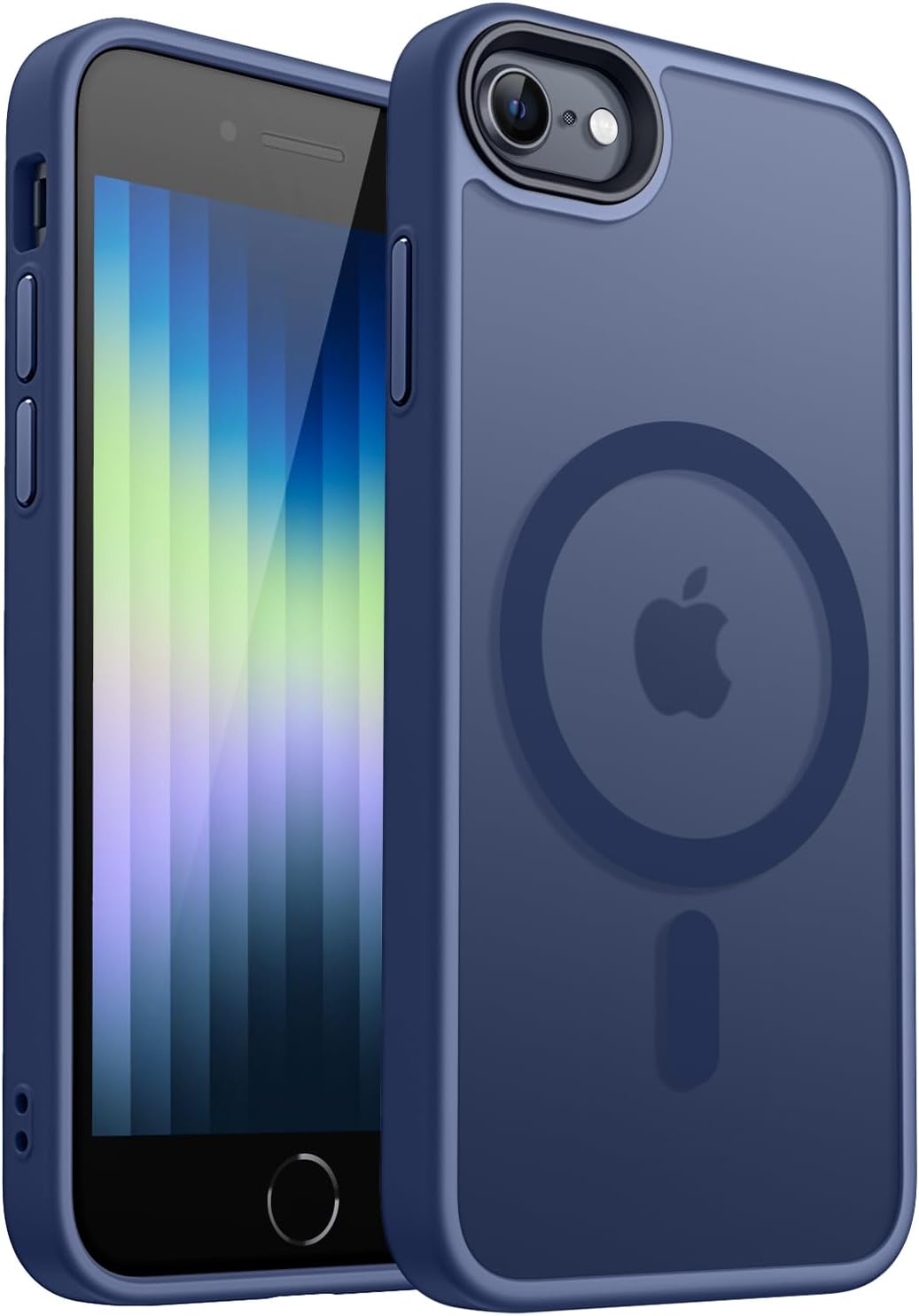 Detalle de CANSHN Cover Magnetica Opaca per iPhone SE 3/2 (2022/2020), iPhone 8, 7 – Blu Scuro