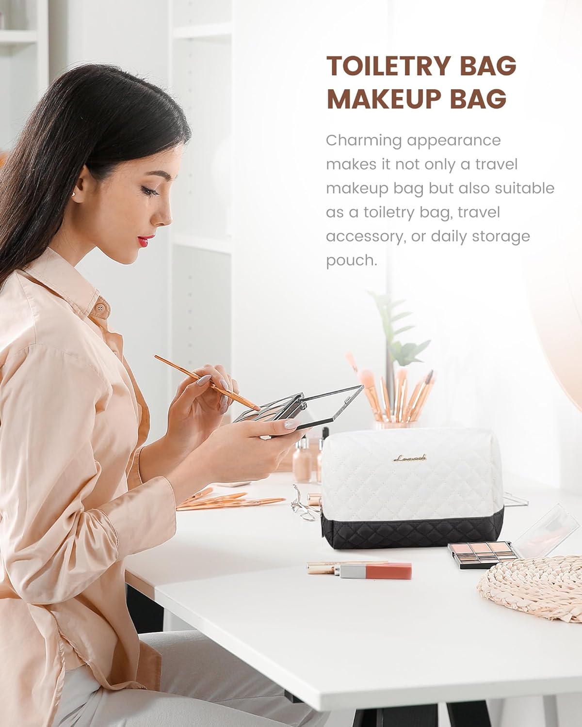 Detalle de LOVEVOOK Travel Bag for Women: Large Carry-On Duffel with Shoe Compartment and Wash Bag