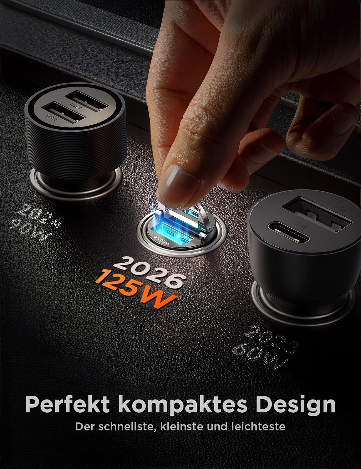 Thumbnail 6 de JOYROOM 2 Stück 125W Zigarettenanzünder USB C – Ultraschnelles KFZ-Ladegerät mit Zugring