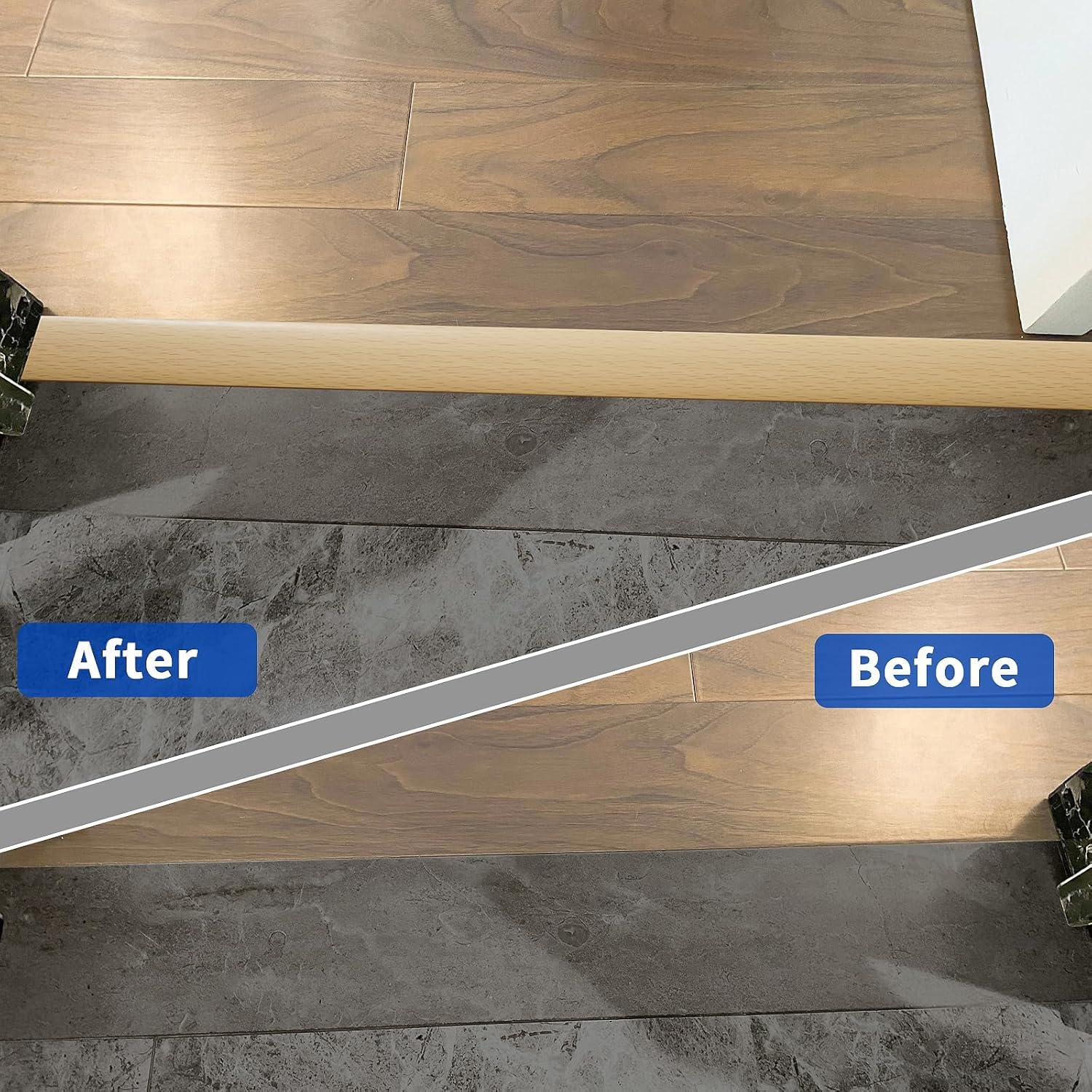 Detalle 2 de PVC Floor Transition Strip (5cm Wide × 2mm Thick) Beige Wood Grain, Self-Adhesive 1.2m