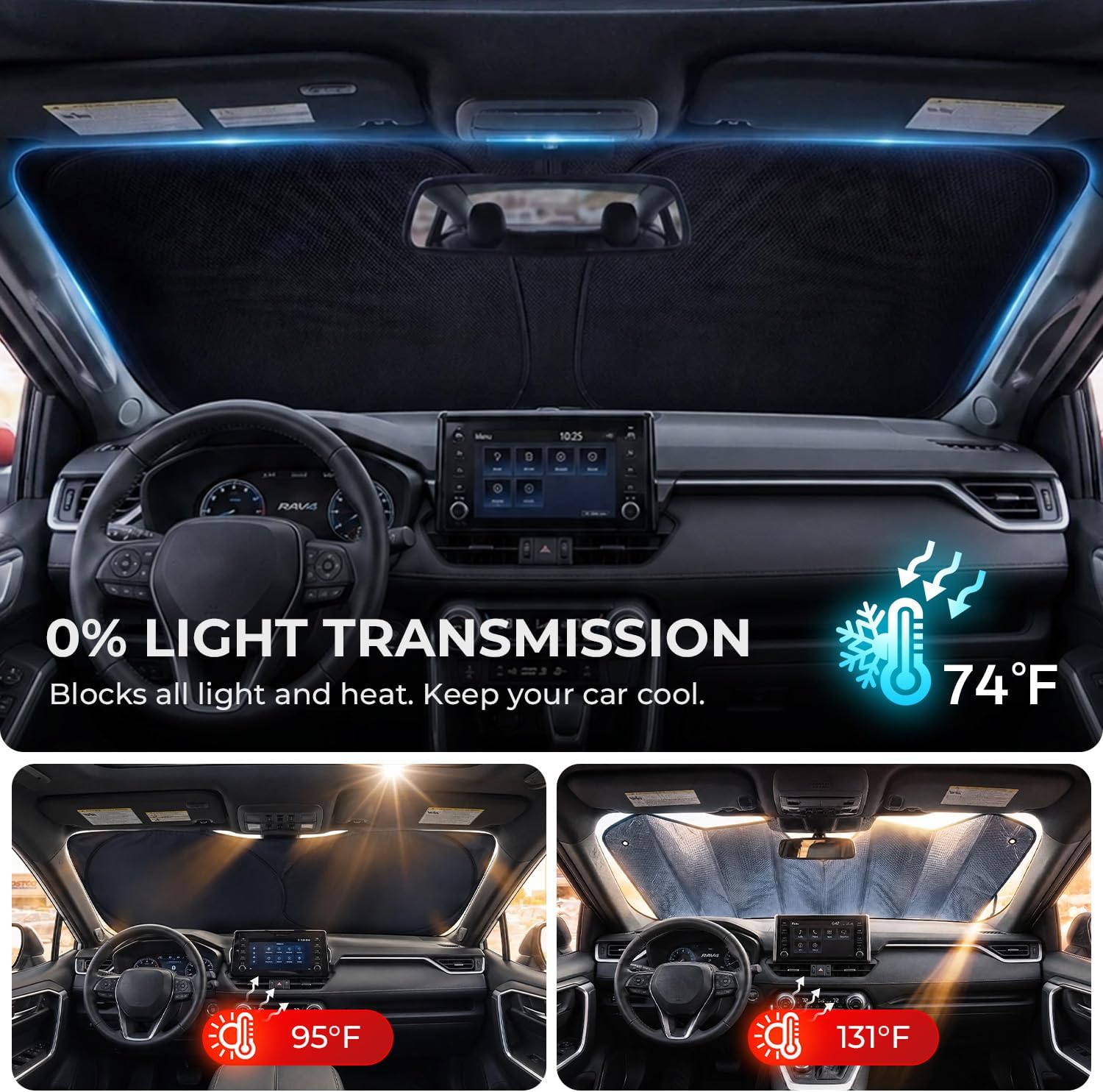 Detalle de DooGooCoo 2026 Upgraded Windshield Sun Shade for Honda CR-V (2023-2026) – Custom Fit