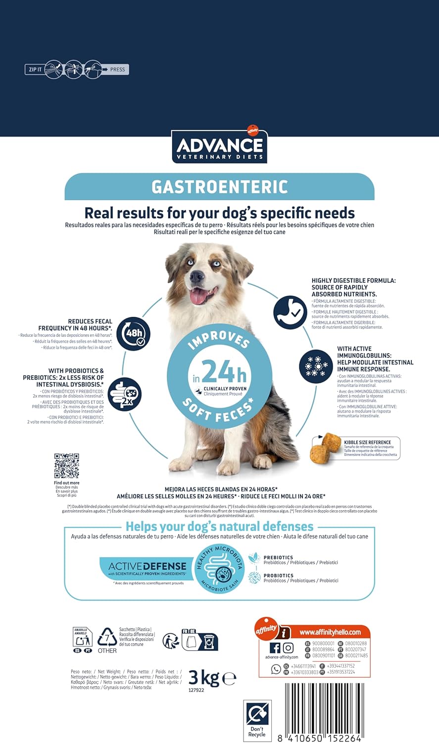 Detalle 2 de affinity ADVANCE VETERINARY DIETS Gastroenteric 12kg