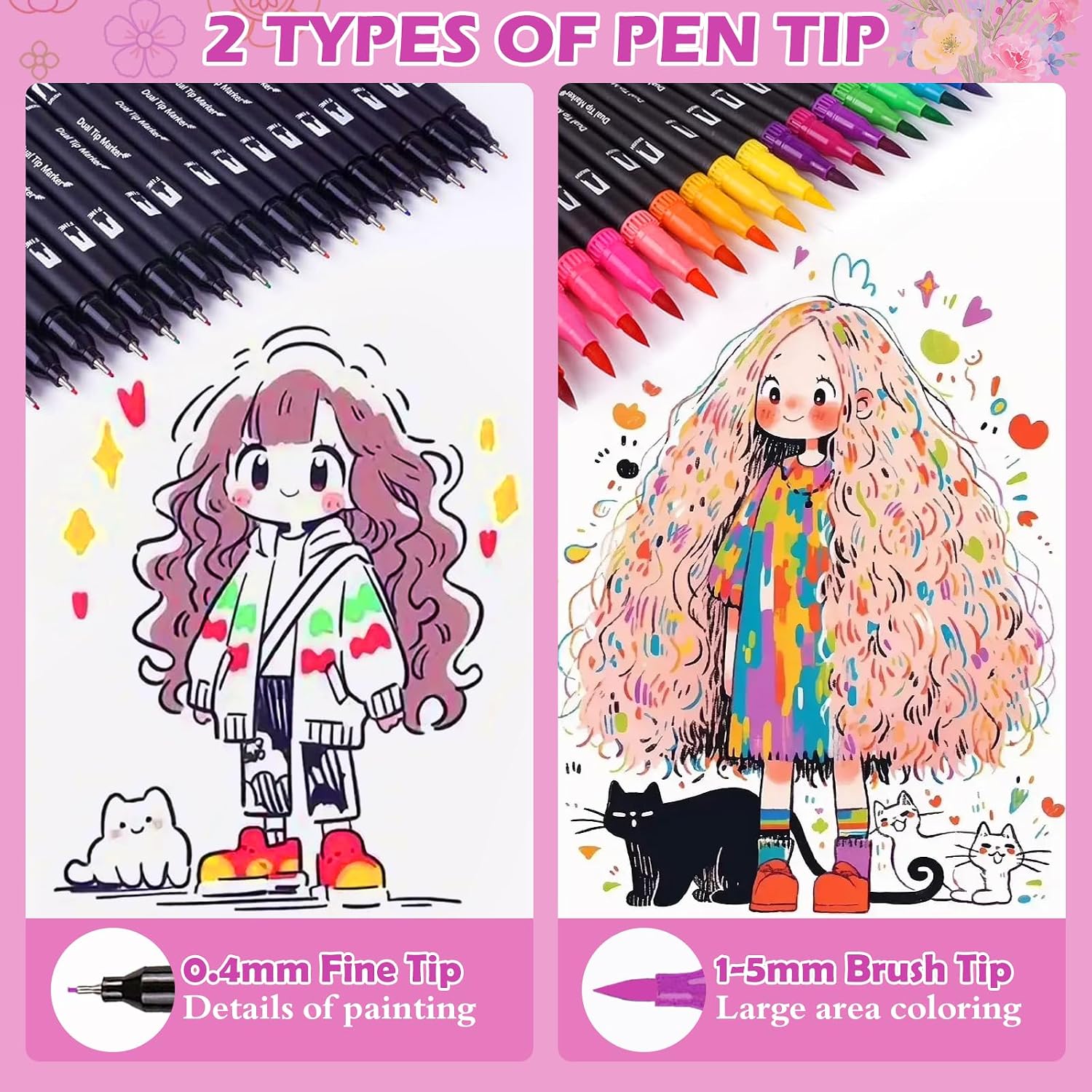 Detalle 2 de VAKKI 60 Dual Tip Colouring Pens 60 colours