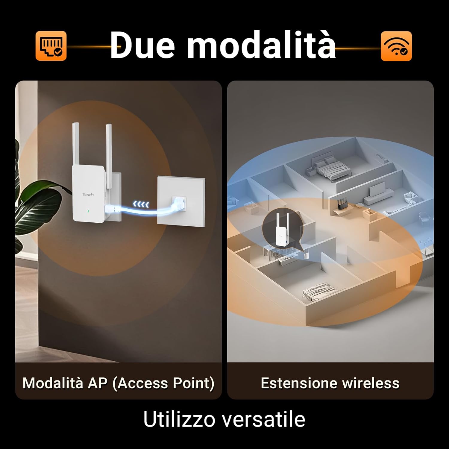 Thumbnail 3 de Tenda Ripetitore WiFi 6 A23 (AX1500): espansione dual-band con porta Gigabit e installazione facile
