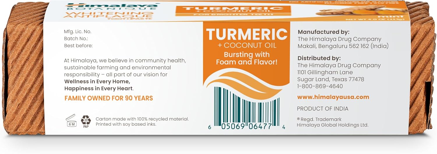 Detalle de Himalaya Whitening Antiplaque Toothpaste con Curcuma e Olio di Cocco – 113 g (4 oz)
