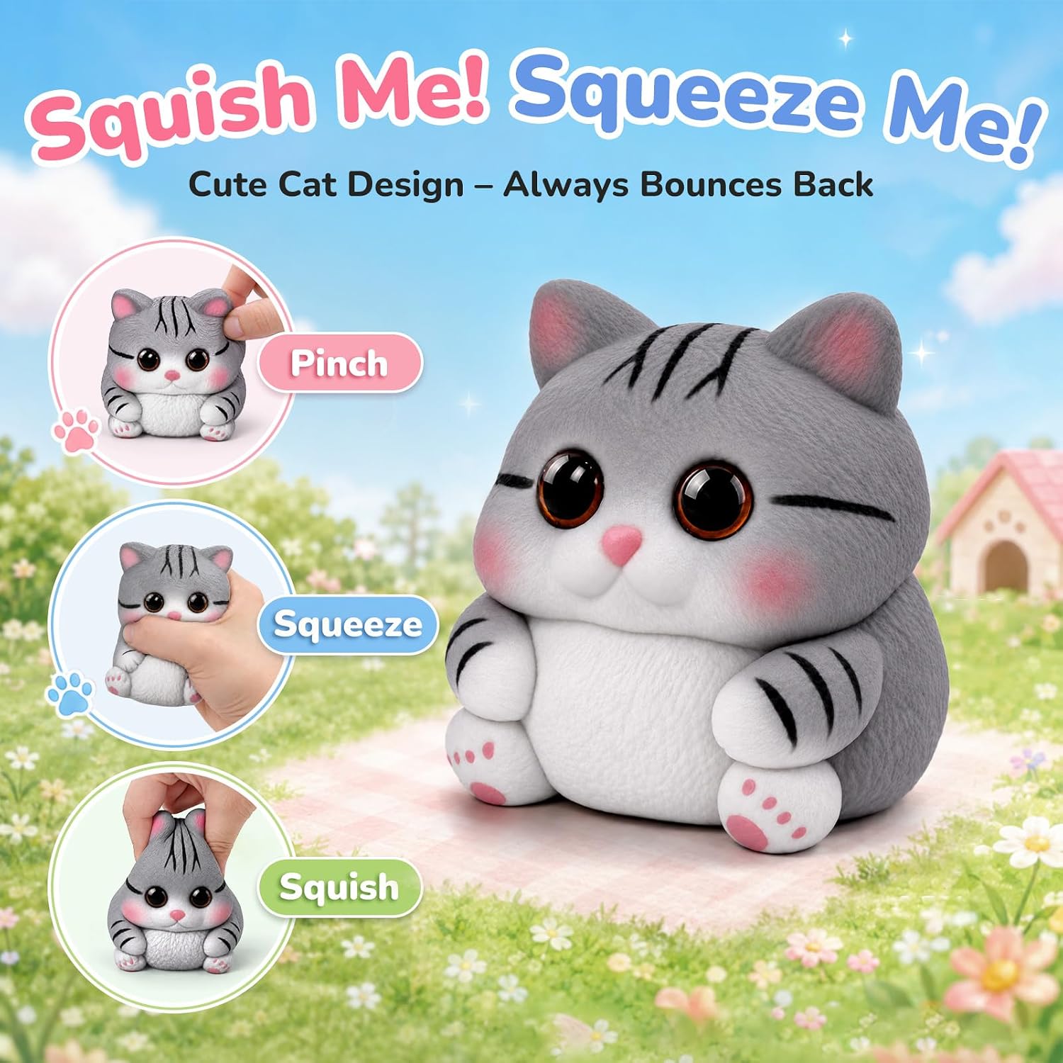 Detalle de Reenovan TS001 Cat Squishy Toy, Soft TPR Sensory Fidget