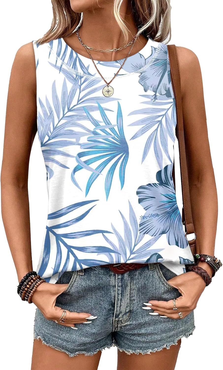 Detalle de WIHOLL Women’s V-Neck Sleeveless Tank Top Vest – Summer Loose Fit