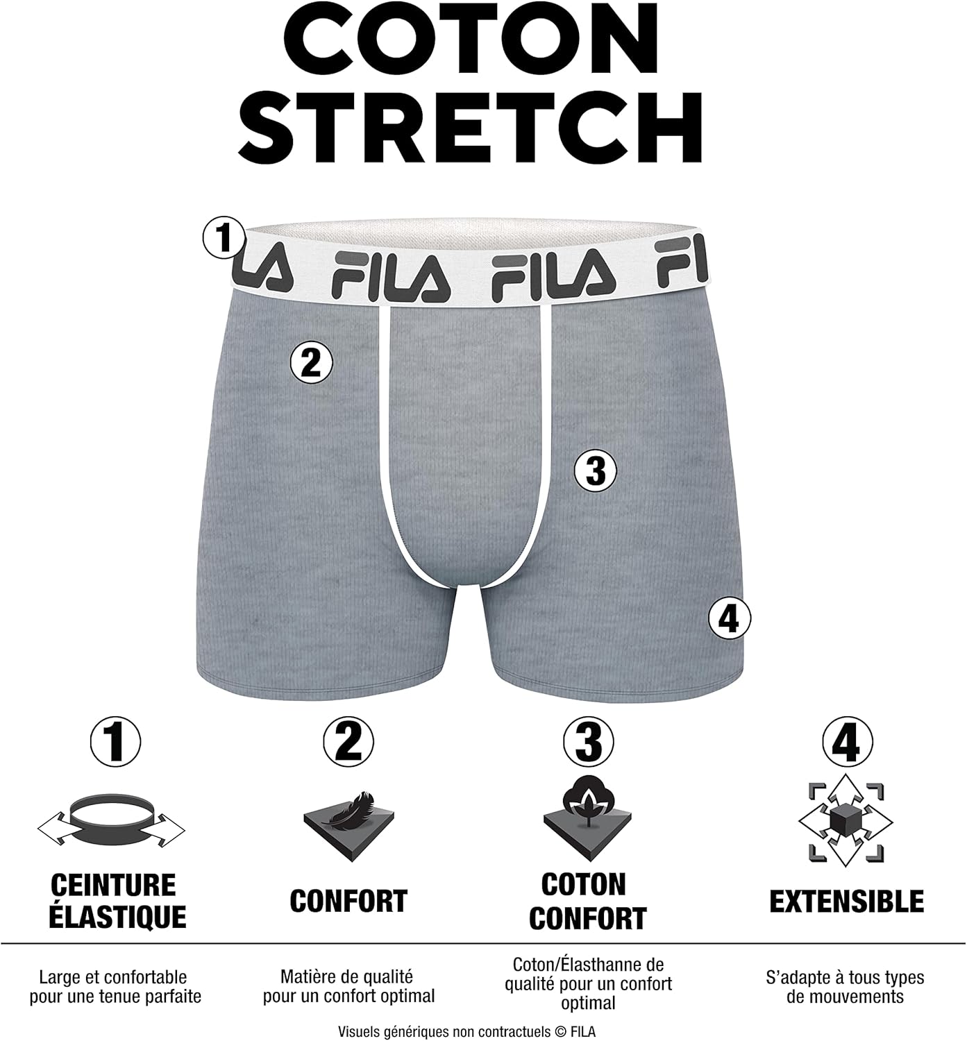 Thumbnail 2 de Fila Boxer Fi/1bcx4/Fu5016 Boxer a Pantaloncino Uomo (Pacco da 4) – comfort e vestibilità con 100% cotone