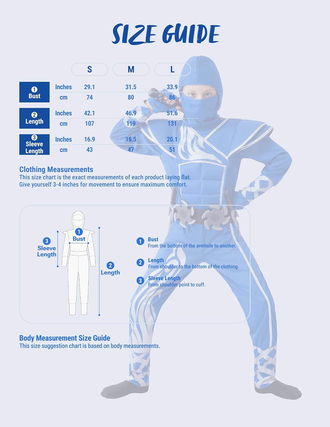 Detalle 2 de Spooktacular Creations Blue Ninja Stealth Flame Costume - Child Costume Set