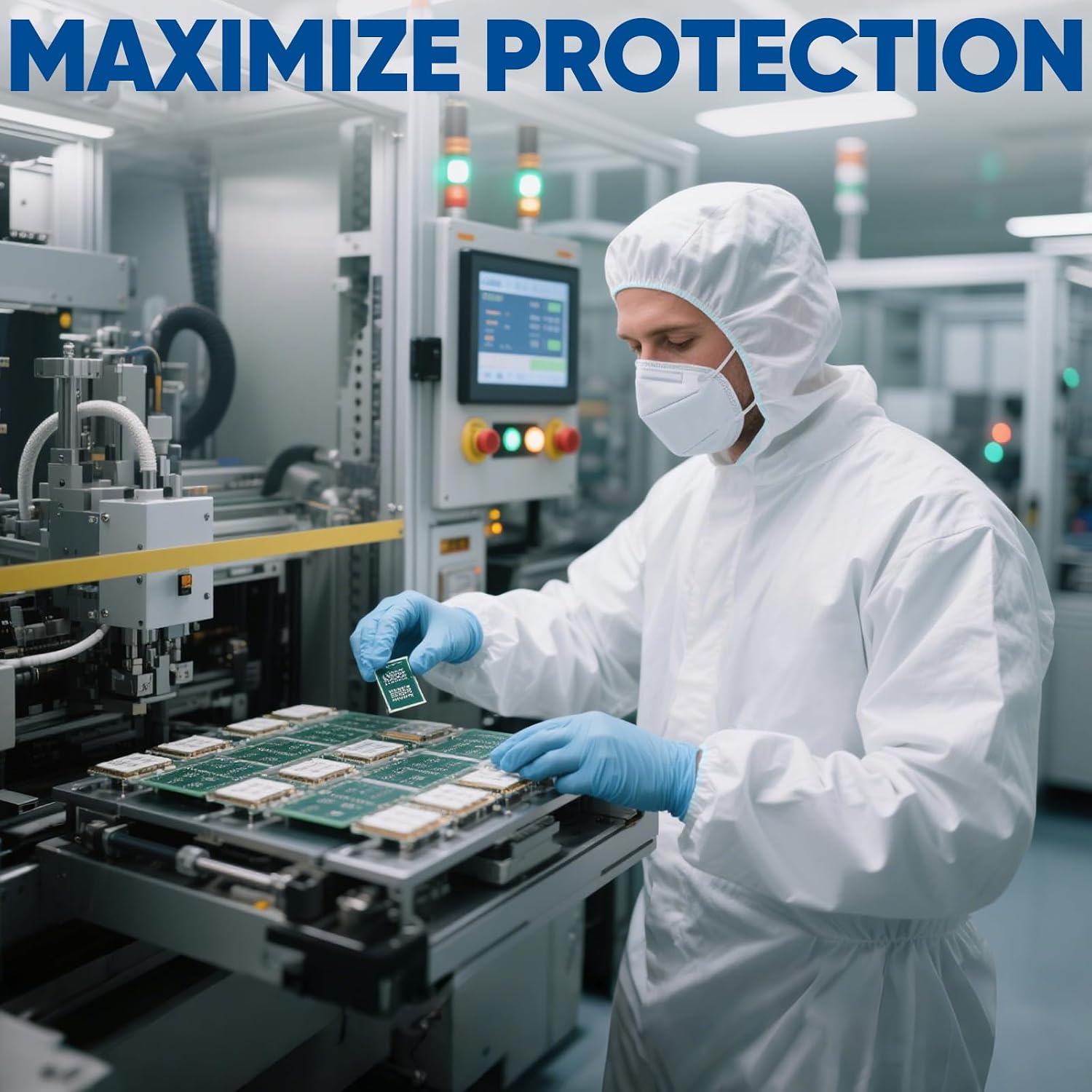 Detalle de TICONN Disposable Protective Coveralls, PP+PE, Hood, Water-Repellent