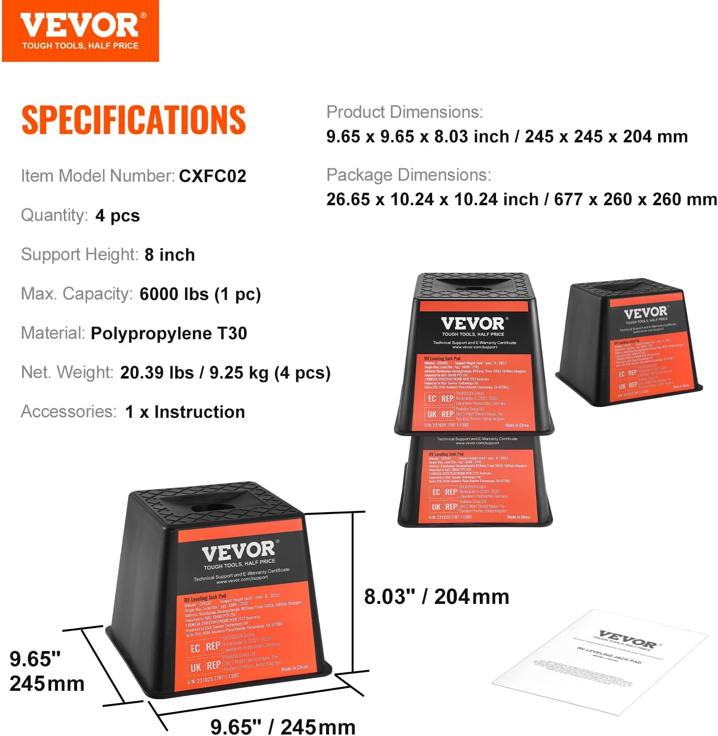 Thumbnail 6 de VEVOR Trailer Jack Block 6000 lbs RV leveling blocks đź›»
