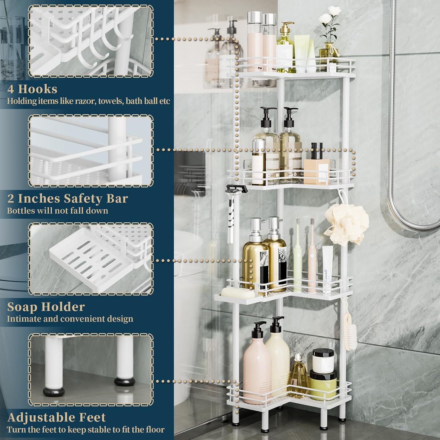 Thumbnail 2 de Consumest Corner Shower Caddy 4-Tier shower organizer