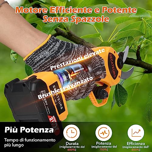 Detalle de Vothen 40mm Cesoie Potatura Elettriche – 2x21V/2000mAh, lame SK5, apertura 25/40 mm, design ergonomico