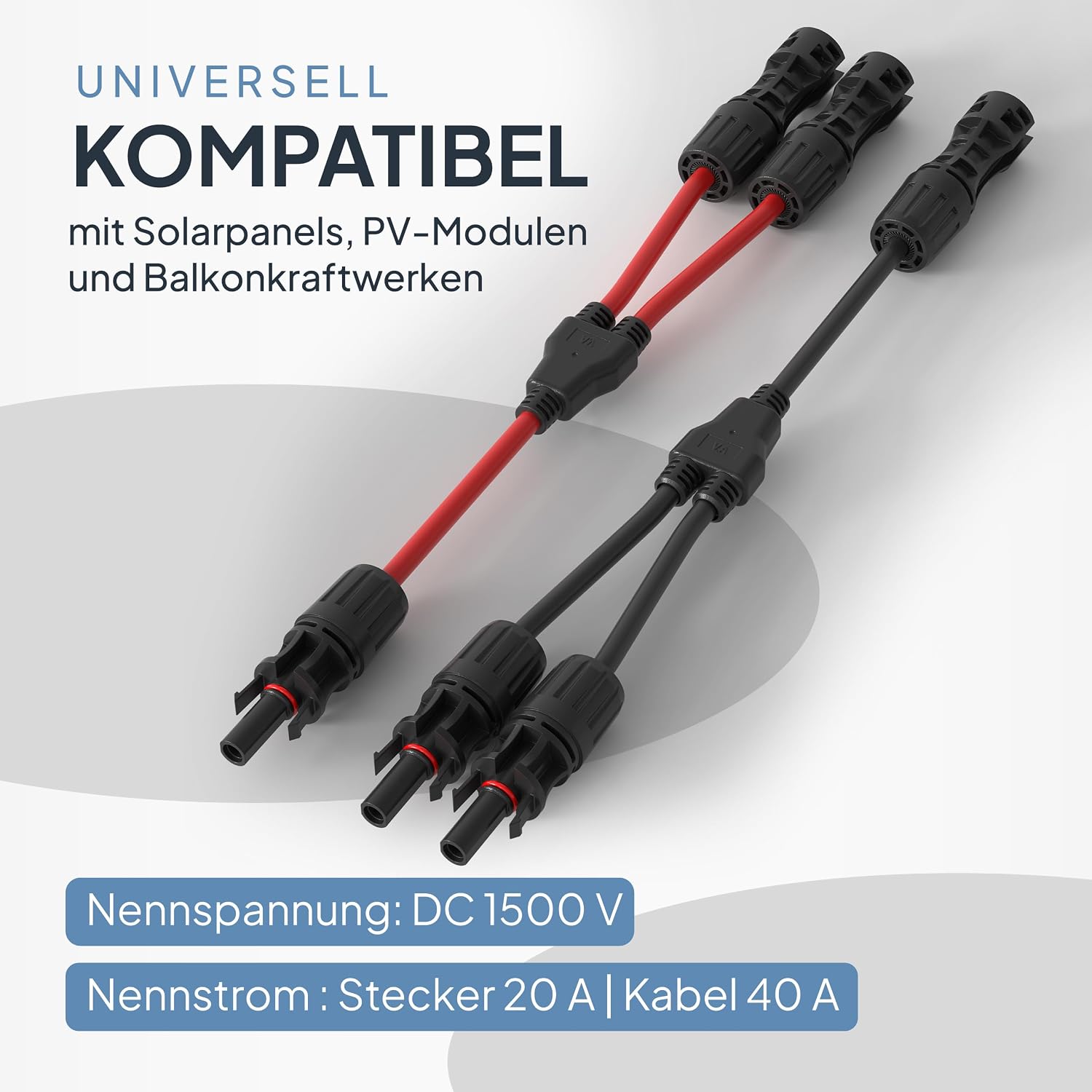 Detalle de 2x Y-Stecker 6 mm² mit MC4 für Solarkabel – Y-Kabel Verteiler 2 auf 1, wasserdicht IP67