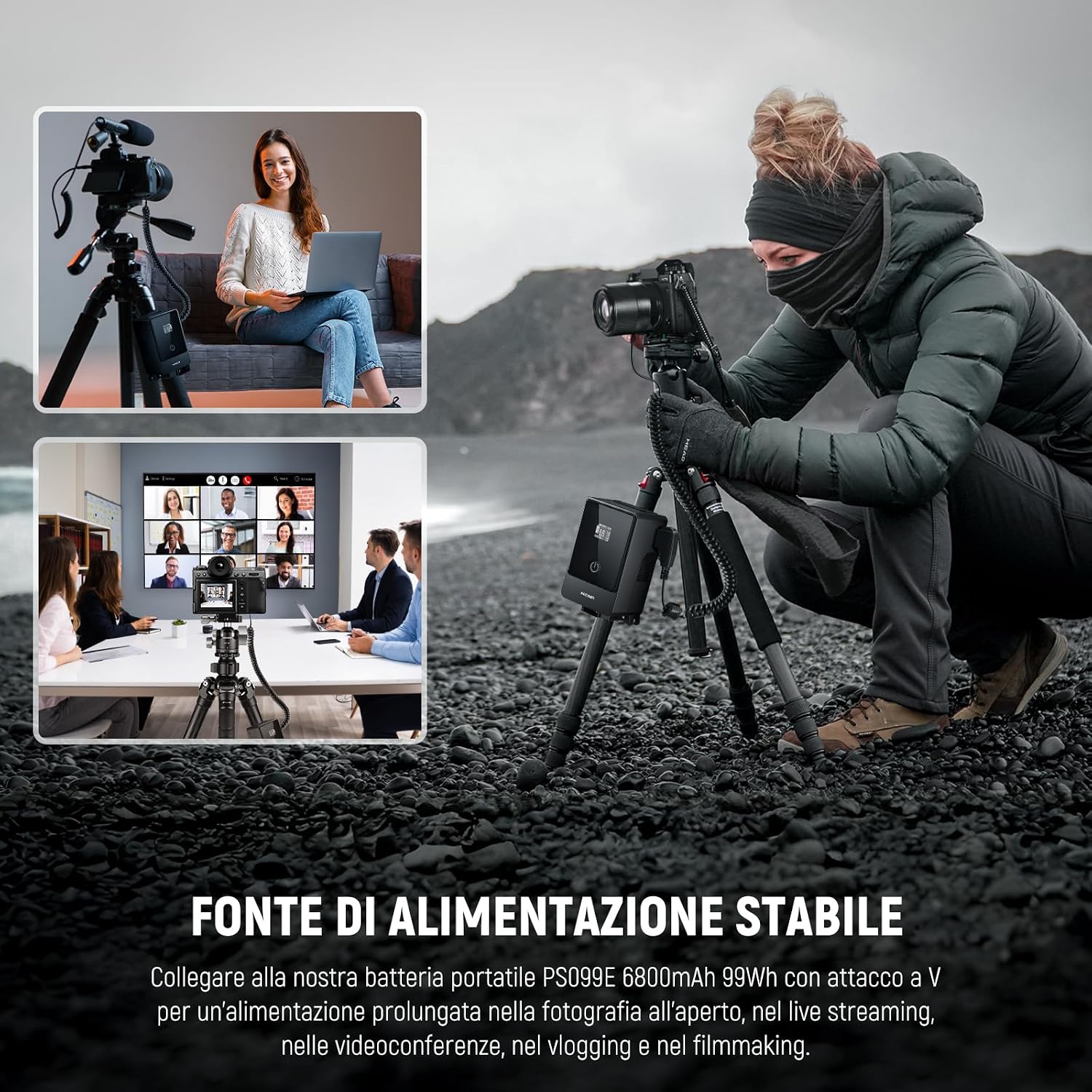 Detalle 1 de NEEWER batteria finta D-Tap per NP-W235 con cavo per batterie V-Mount (VP-NPW235) per Fujifilm e mirrorless