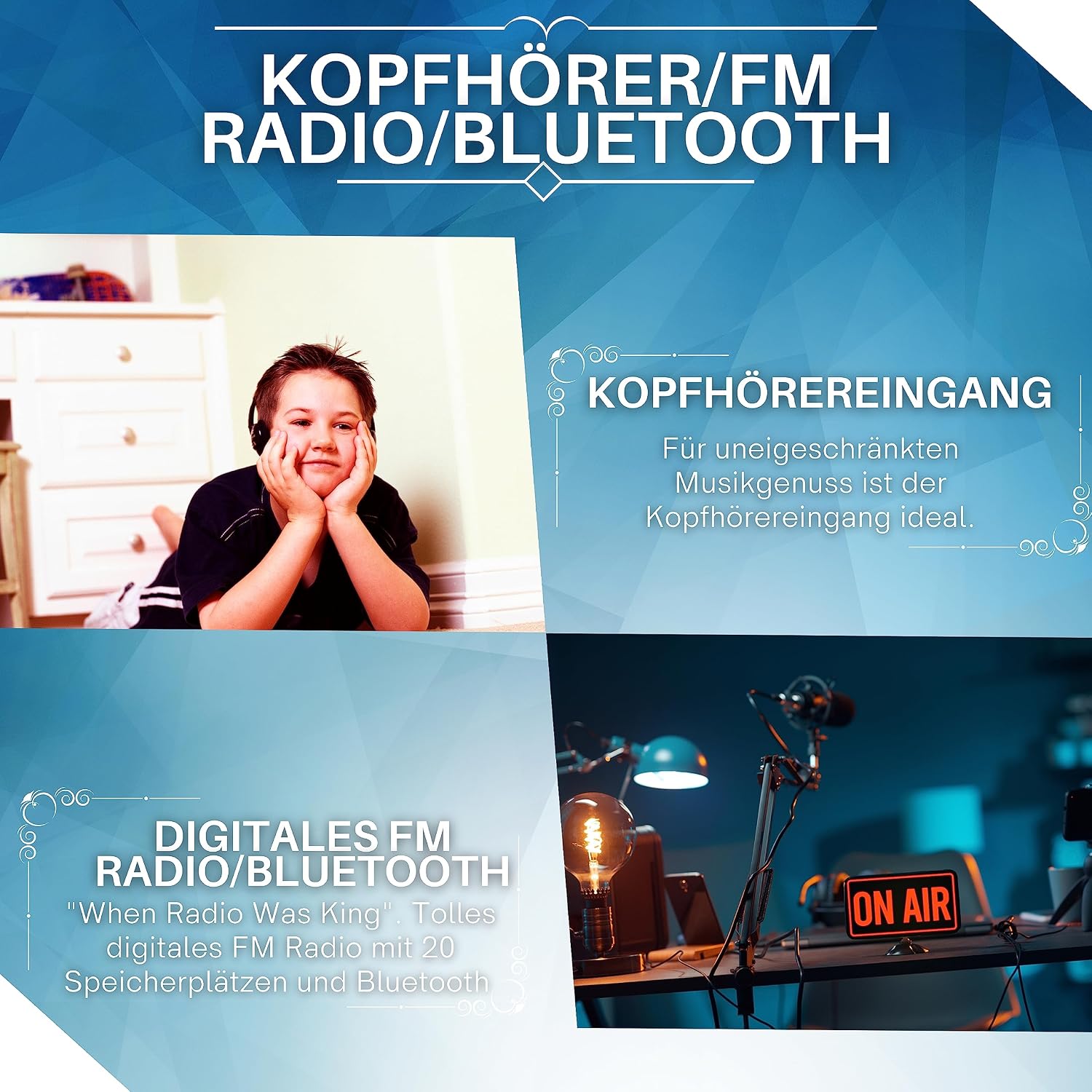 Detalle de ecosa 1 draagbare cd-speler met FM-radio, USB en AUX-ingang