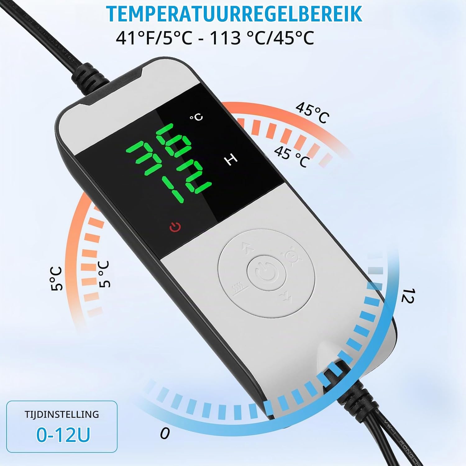 Detalle de WADEO verwarmingsmat voor planten 60 x 42 cm, 30 W met thermostaat en timer