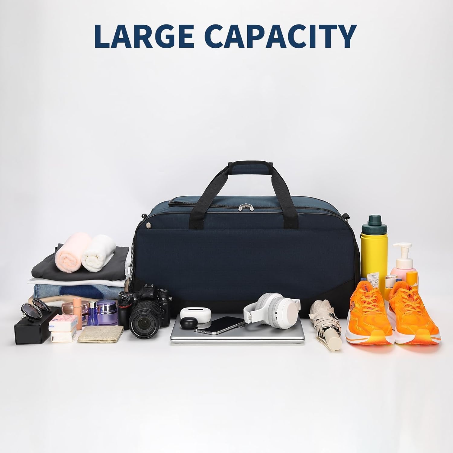 Detalle de LONALIA Sac de Sport 47L avec Compartiment à Chaussures – Bleu Marine