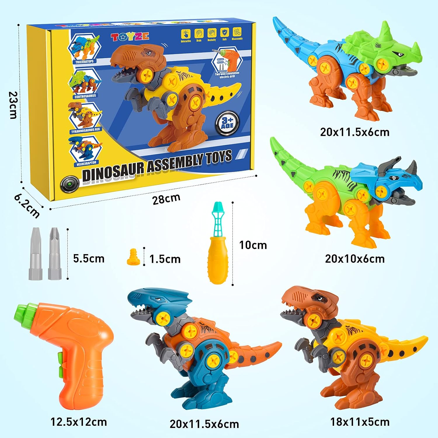 Detalle 1 de Toyze CZKL dinosaurus-speelgoed met DIY-montage en beweegbare delen
